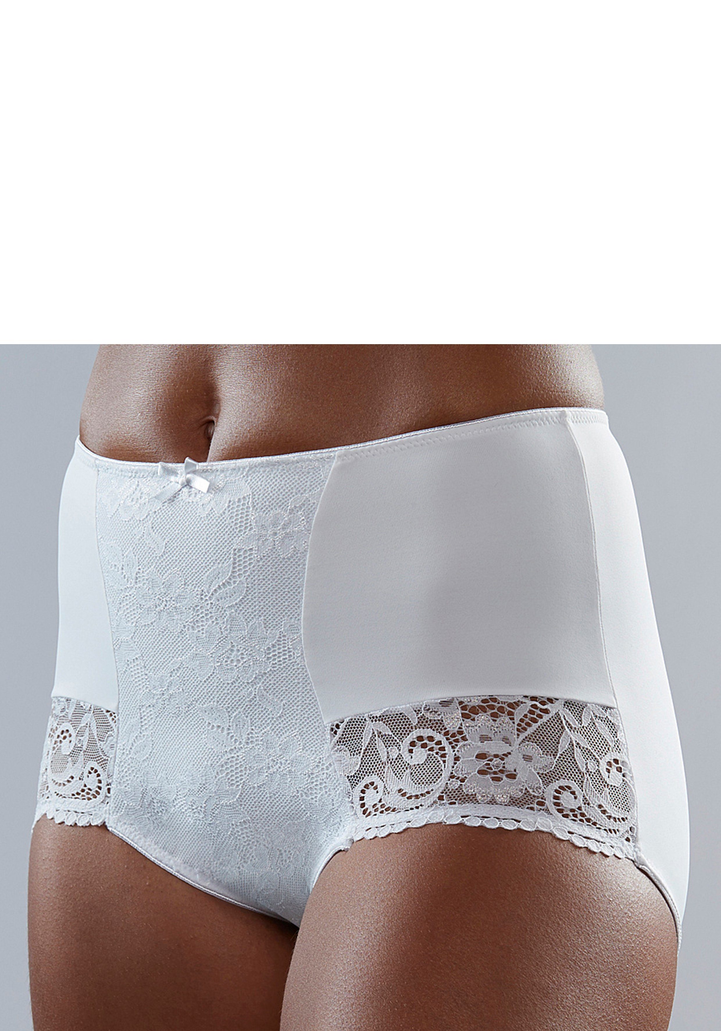 mit High-Waist-Panty Nuance Spitzeneinsätzen weiß