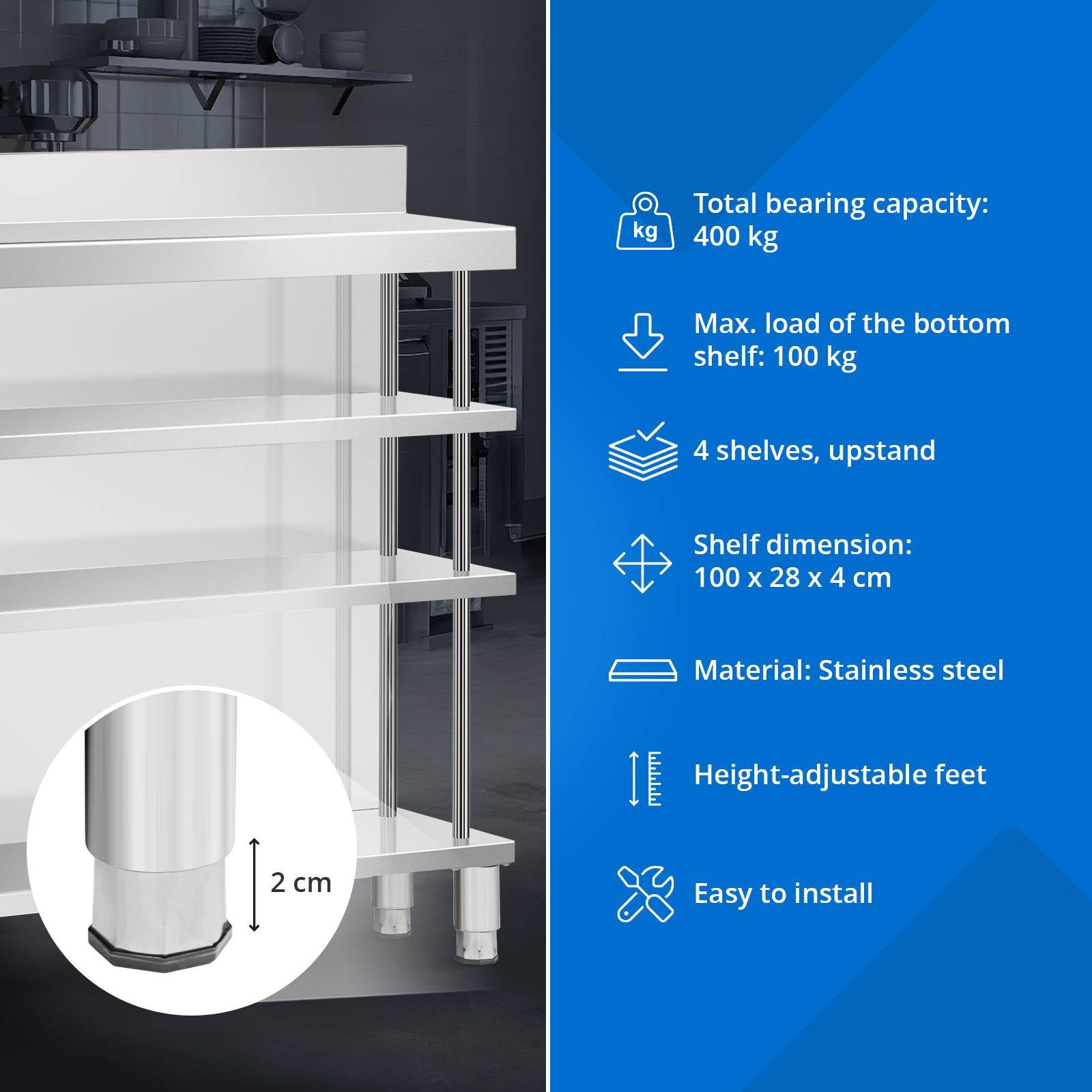 Royal Catering Arbeitstisch Edelstahl Bar-Arbeitstisch 100x30 cm mit Rückwa günstig online kaufen