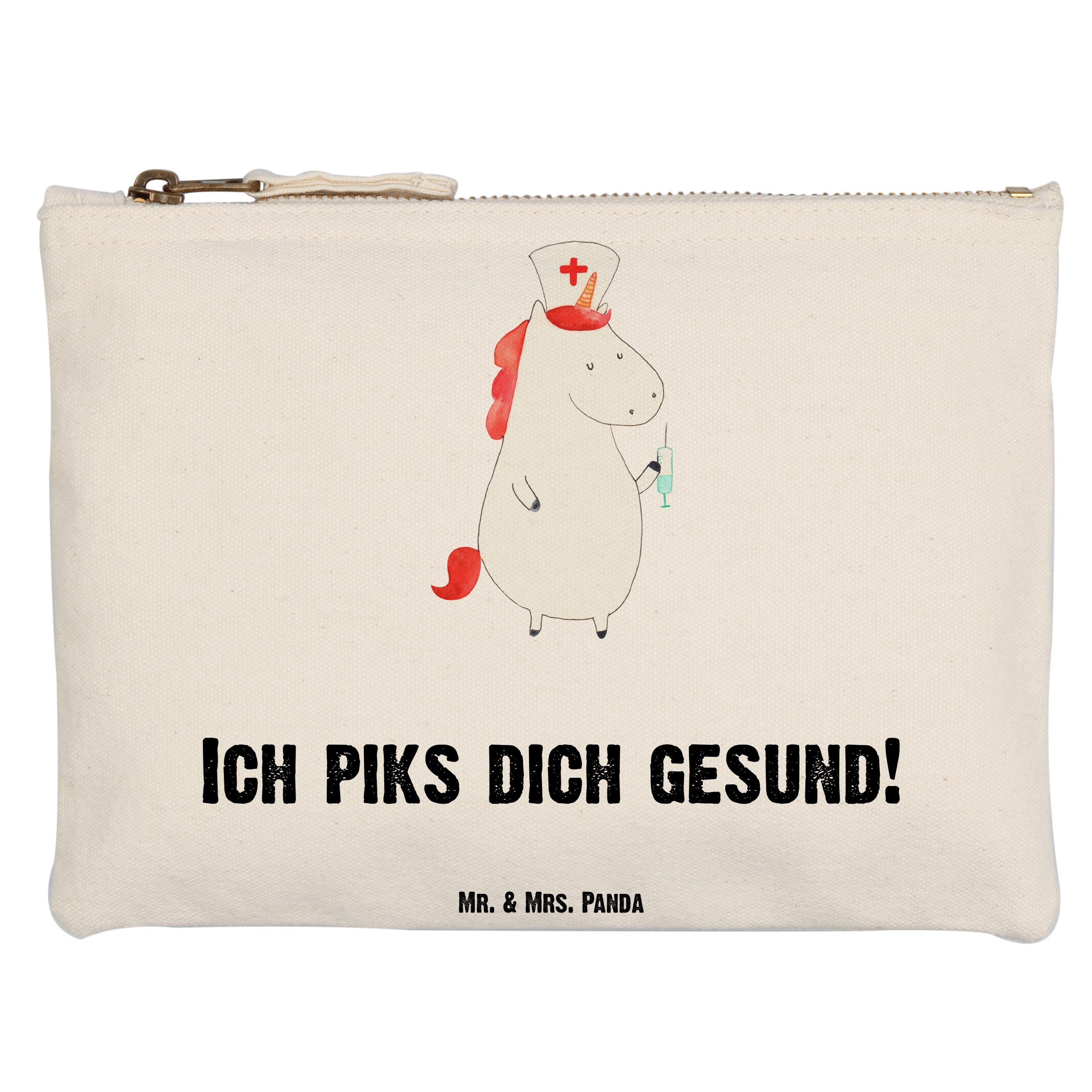 Mr. & Mrs. Panda Kosmetiktasche Grösse XL Große Einhorn Krankenschwester - Weiß - Geschenk, Krankensc (1-tlg), Formbeständig