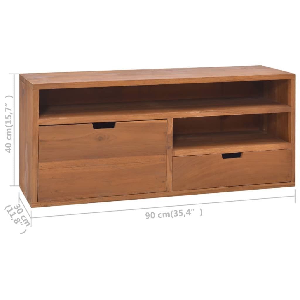 Massivholz vidaXL 90x30x40 (1-St) Teak cm TV-Schrank TV-Schrank