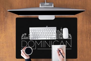 MuchoWow Gaming Mauspad Skyline "Dominikanische Republik" auf schwarzem Hintergrund (1-St), Büro für Tastatur und Maus, Mousepad Gaming, 90x60 cm, XXL, Großes