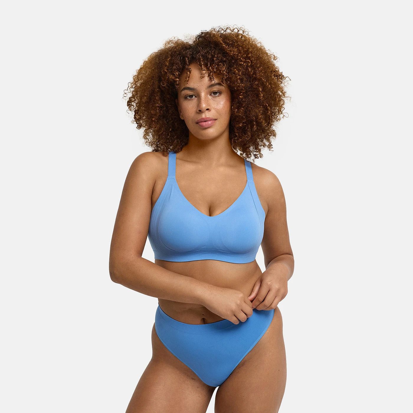 Bügelloser BH Seamless Compact Push-Up BH-Silver Lake Blue-XS