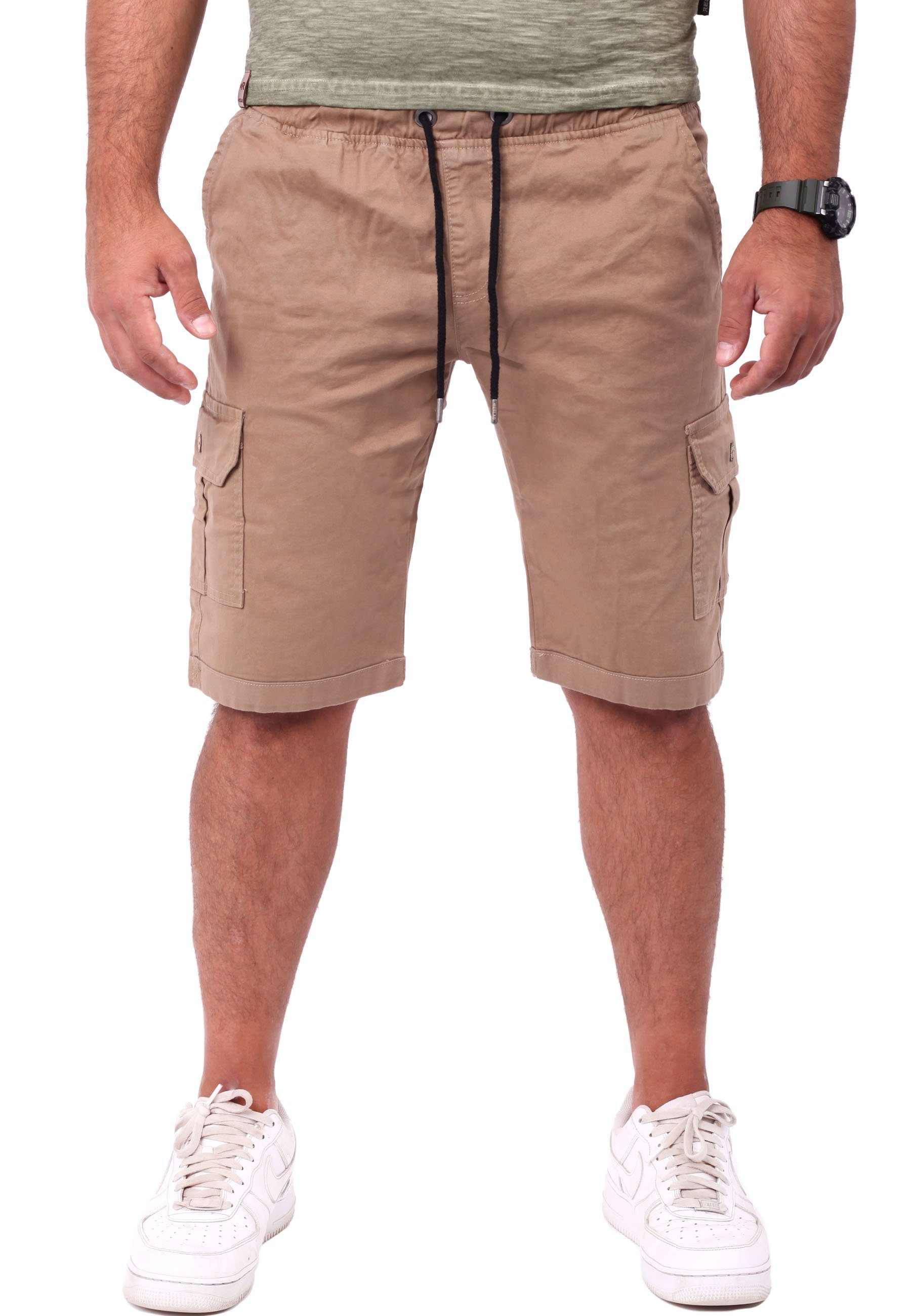 Reslad Cargoshorts Reslad Cargoshorts Herren Kurz Chinohose Freizeithose Chino Cargo-Hose (1-tlg) bequeme Cargo Shorts Herren Hose kurze Hose mit Seitentaschen beige | Cargoshorts