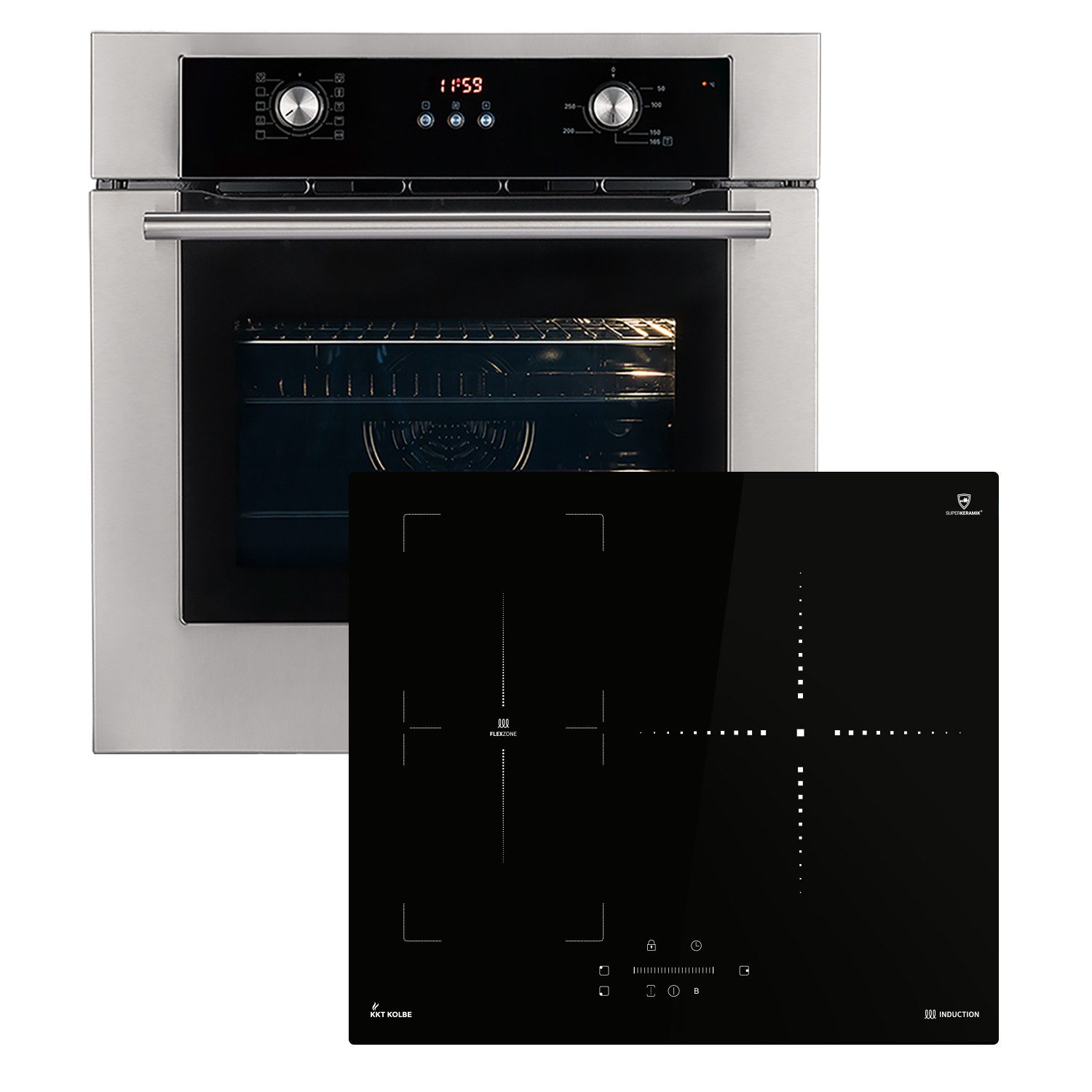 KKT KOLBE Backofen-Set KKT KOLBE Backofen und Induktionskochfeld SET8810IND593SP, mit siehe Bilder/Beschreibung, Herdset / Einbaubackofen / Kochmulde / Induktion