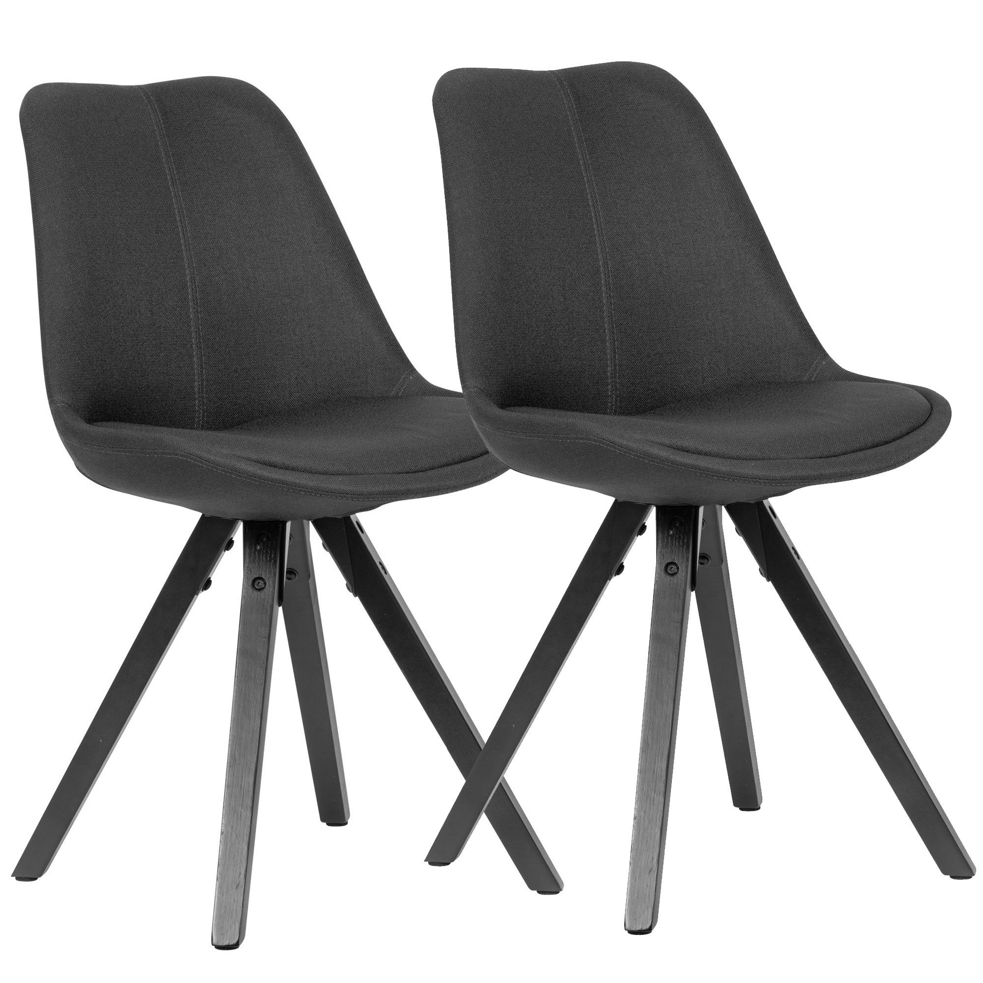 schwarze kg Modern (2er Stoff Holzbeine Anthrazit), WL6.122 Set Esszimmerstuhl Küchenstühle Esszimmerstühle 110 Wohnling Samt