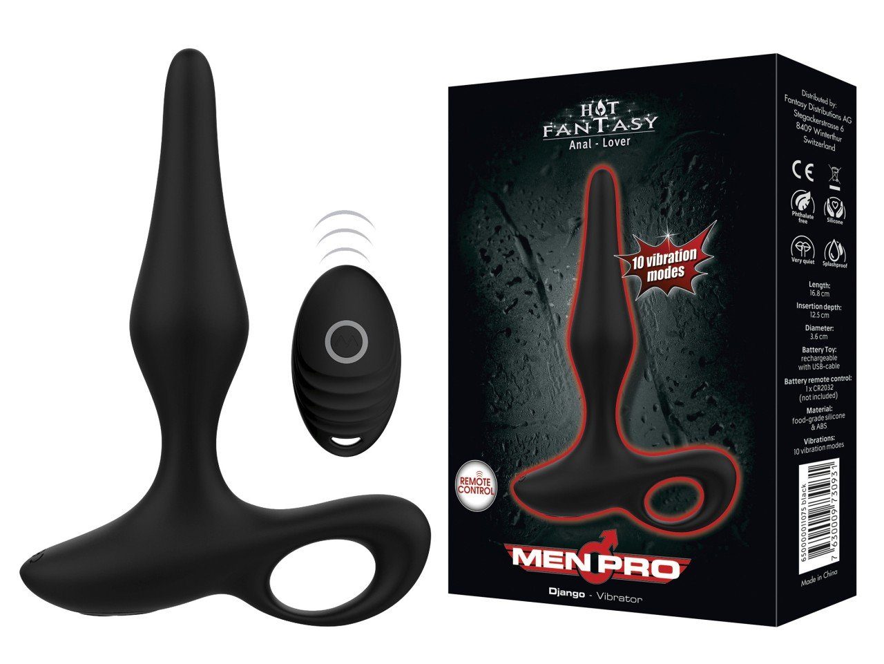 Hot Fantasy Analvibrator HOT FANTASY Men Pro Django black | Anal-Plugs