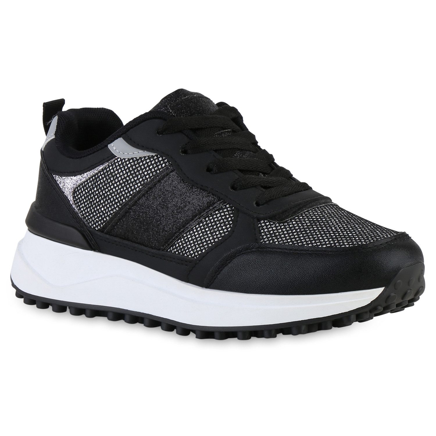 VAN HILL 841560 Plateausneaker Damen Plateau Sneaker Schnürer Glitzer Profi günstig online kaufen