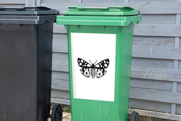 MuchoWow Wandsticker Schmetterling - Vintage - Schwarz und weiß (1 St), Mülleimer-aufkleber, Mülltonne, Sticker, Container, Abfalbehälter