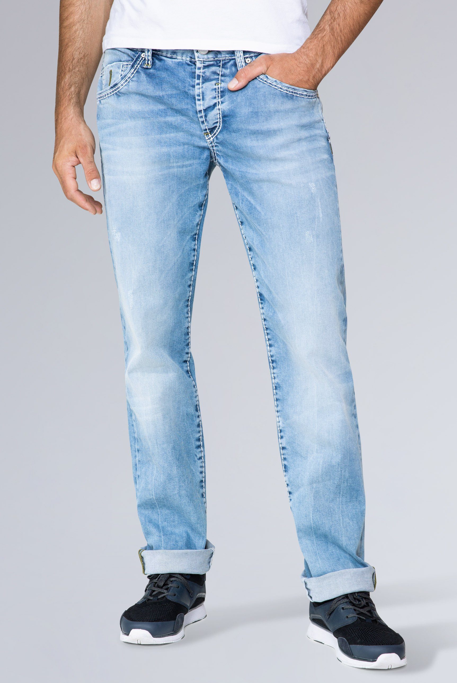 CAMP DAVID SlimfitJeans mit KontrastSteppungen OTTO