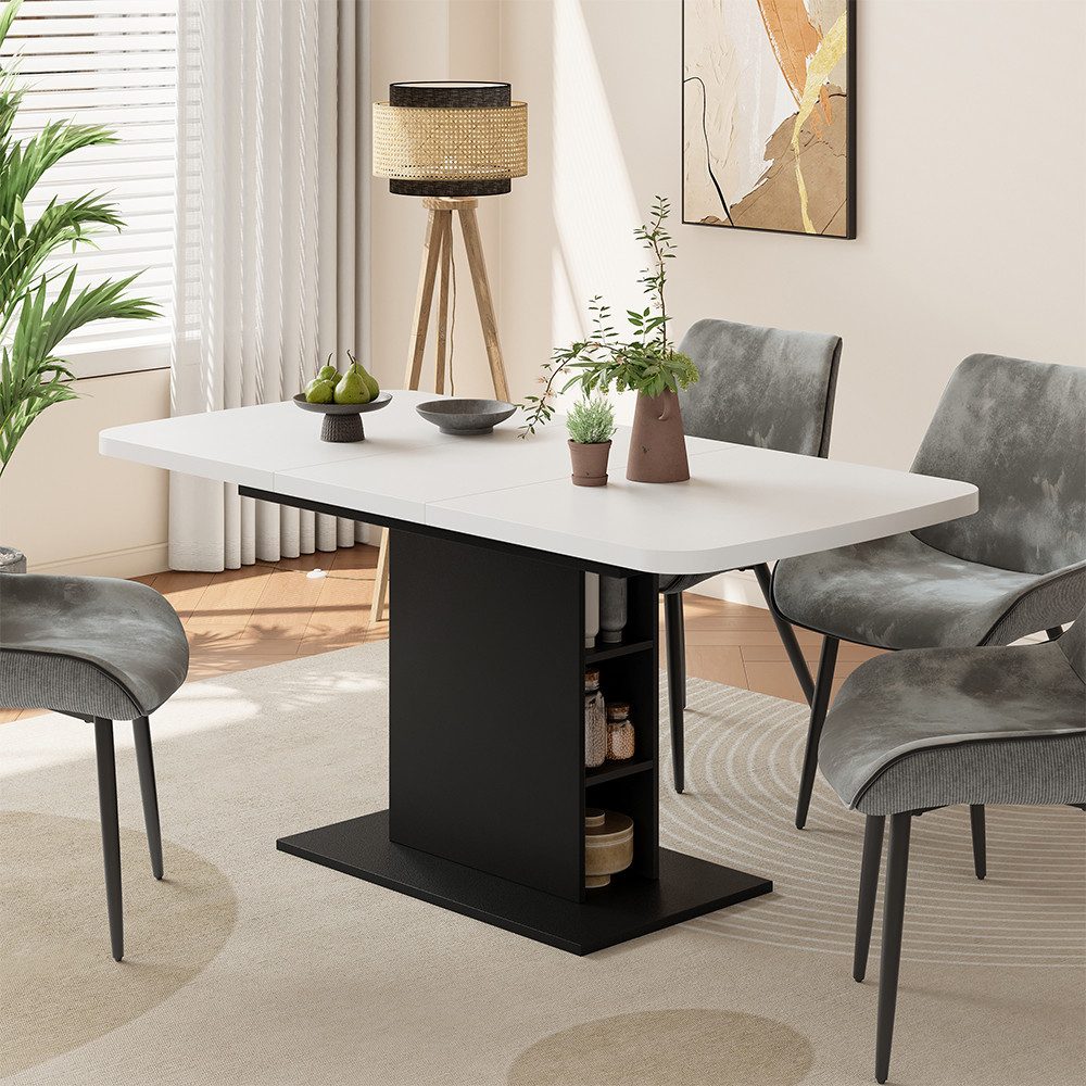 Vicco Esstisch Fenaro, Weiß/Schwarz, 120 x 80 cm mit offenen Fächern günstig online kaufen