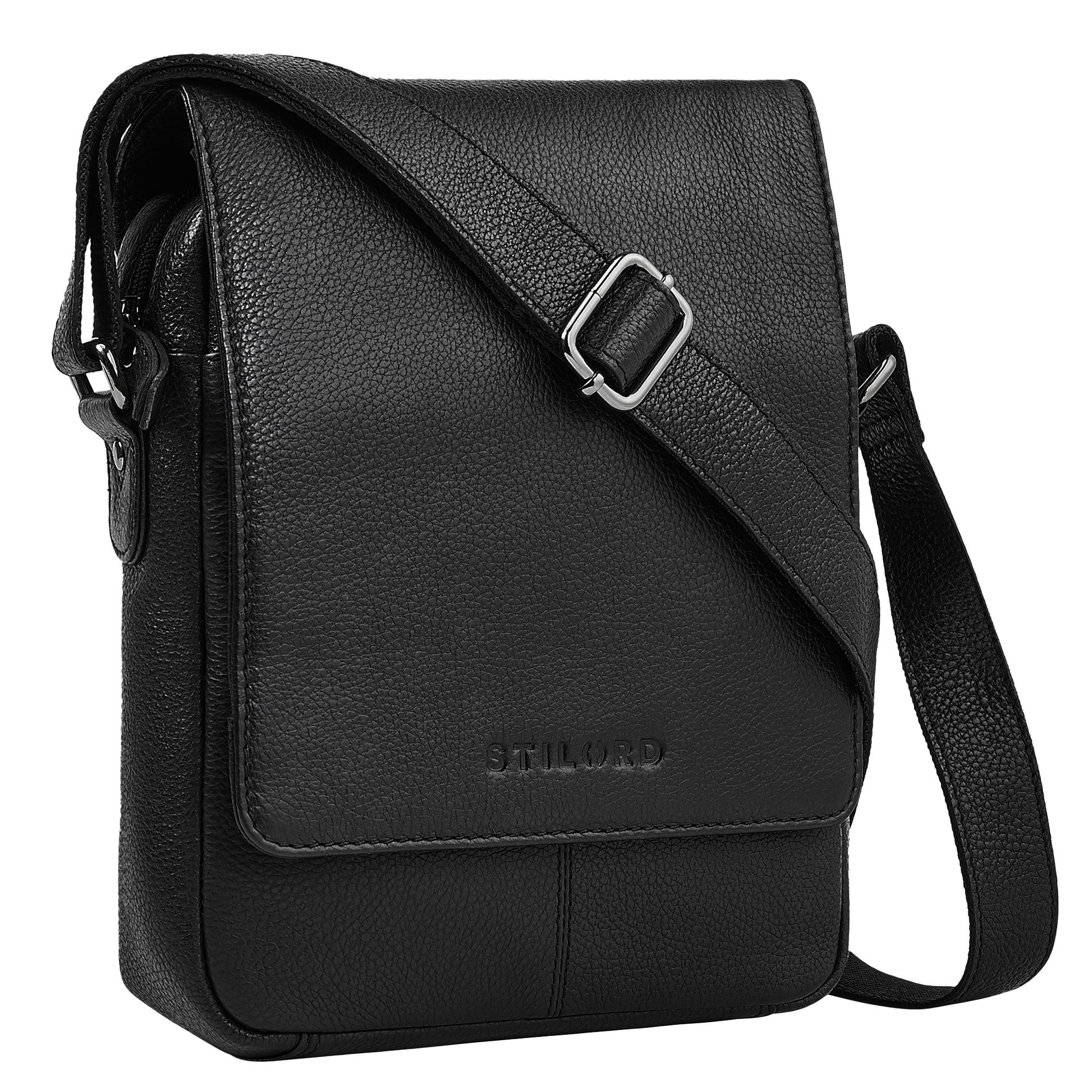Schultertasche "Remo" Stilvolle Umhängetasche Herren Klein Leder Tablet 10,1 Zoll