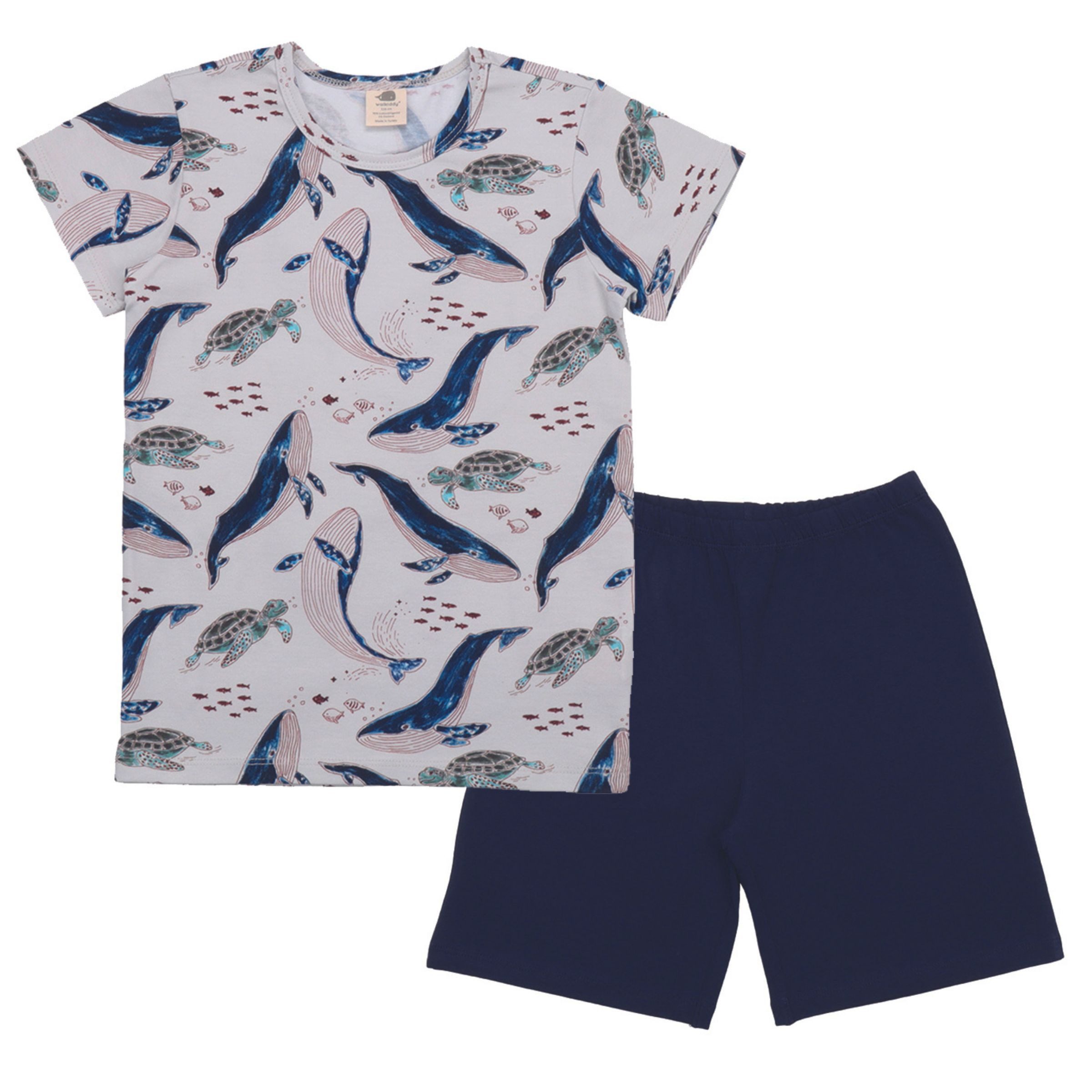Schlafanzug Walkiddy Pyjama Schlafanzug Kurzarm Wal Alloverprint