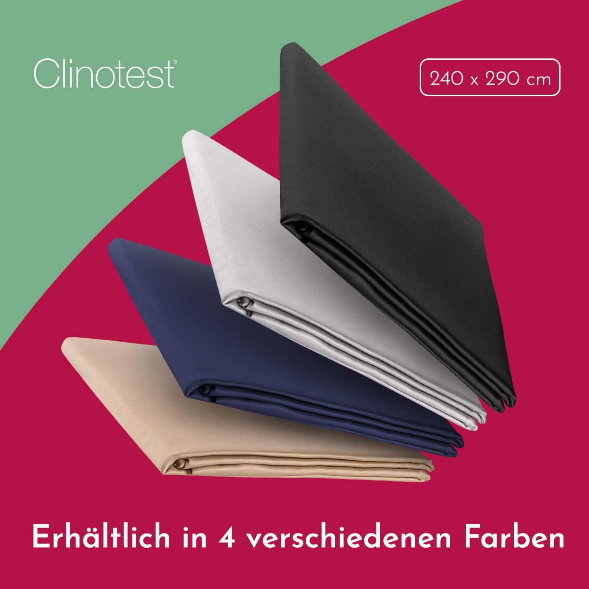 Clinotest Bettlaken Satin, glattes Laken ohne Gummizug in 240x290 cm, Baumwolle, Gummizug: Ohne Gummizug