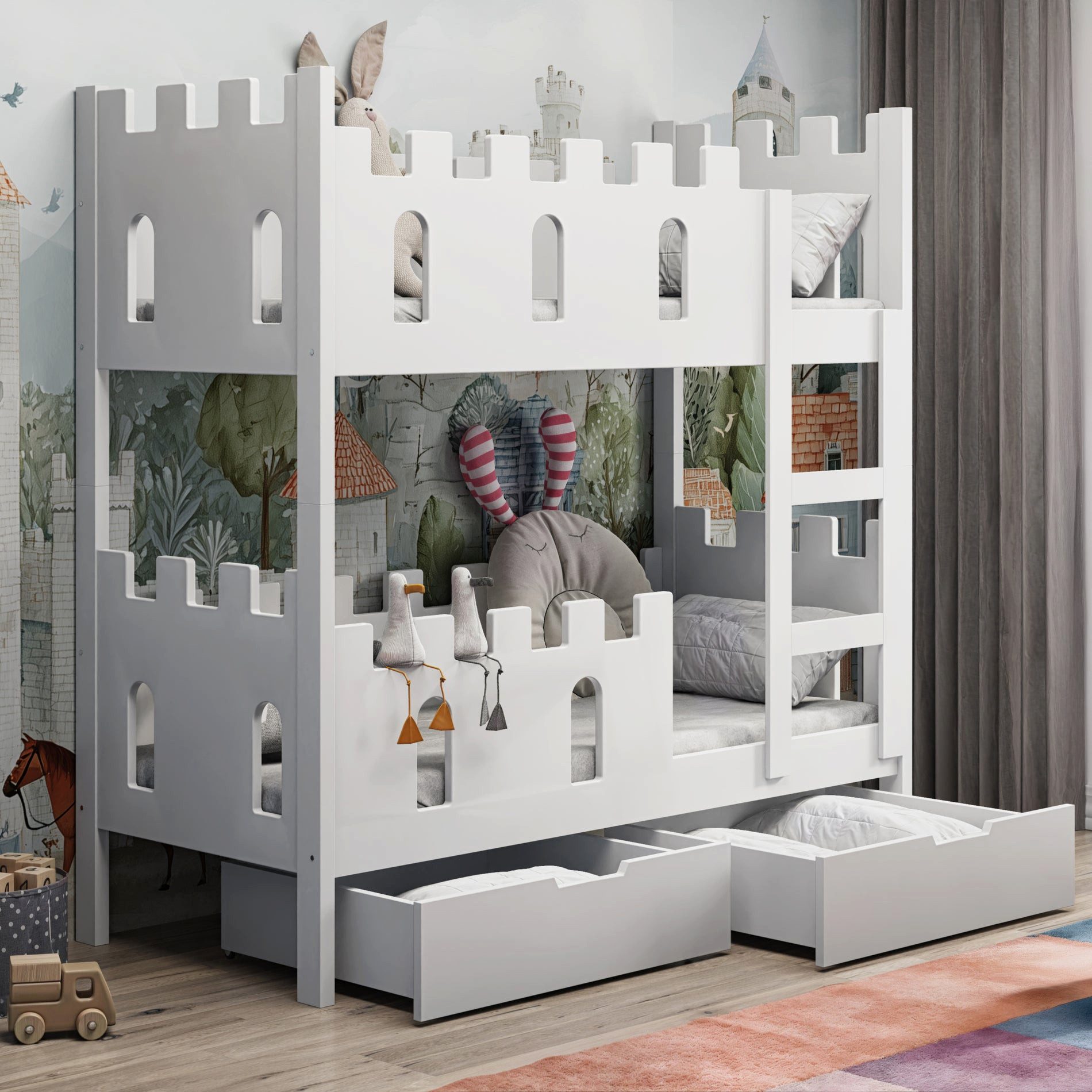 Selsey Etagenbett CASTELO, Etagenbett 2 Schubladen
