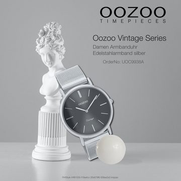 OOZOO Quarzuhr Oozoo Damen Armbanduhr silber Analog, (Analoguhr), Damenuhr rund, mittel (ca. 36mm) Edelstahlarmband, Casual-Style