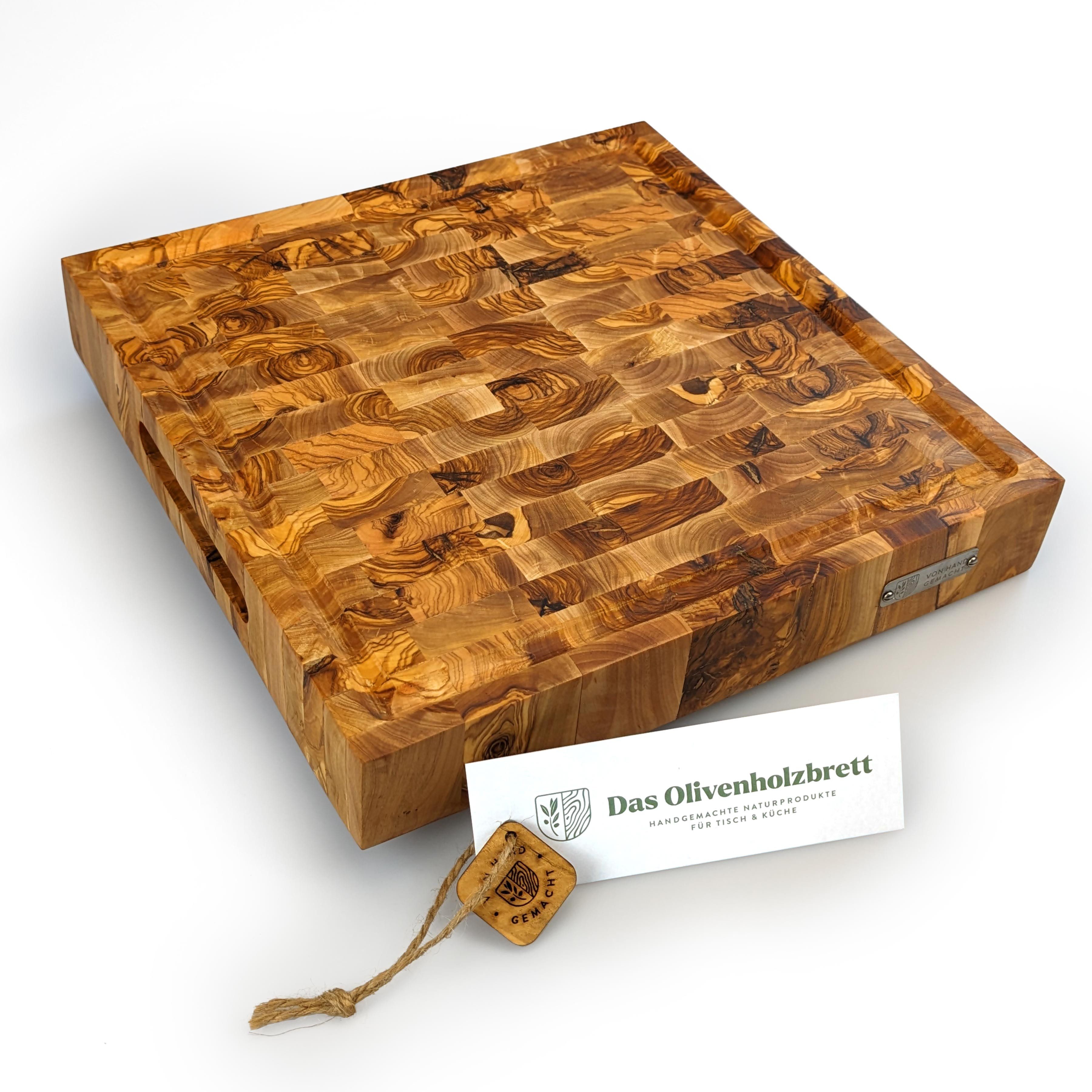 dasOlivenholzbrett Tranchierbrett Massives Olivenholz Mosaik Schneidebrett mit Saftrille, rechteckig, Olivenholz, (1-St)