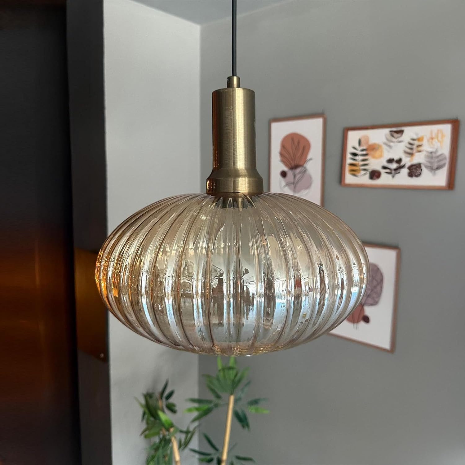 Bamyum Pendelleuchte Pendelleuchte Elegant Lanterne Glas, günstig online kaufen