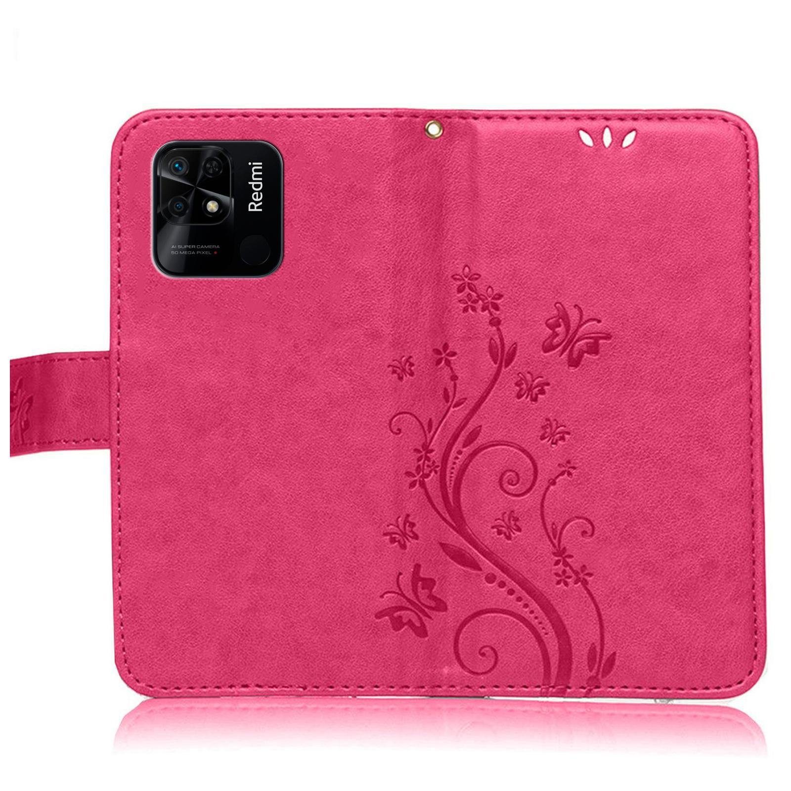 Numerva Handyhülle Bookstyle Flower für Xiaomi Redmi 10C, Handy Tasche Schutzhülle Klapphülle Flip Cover mit Blumenmuster