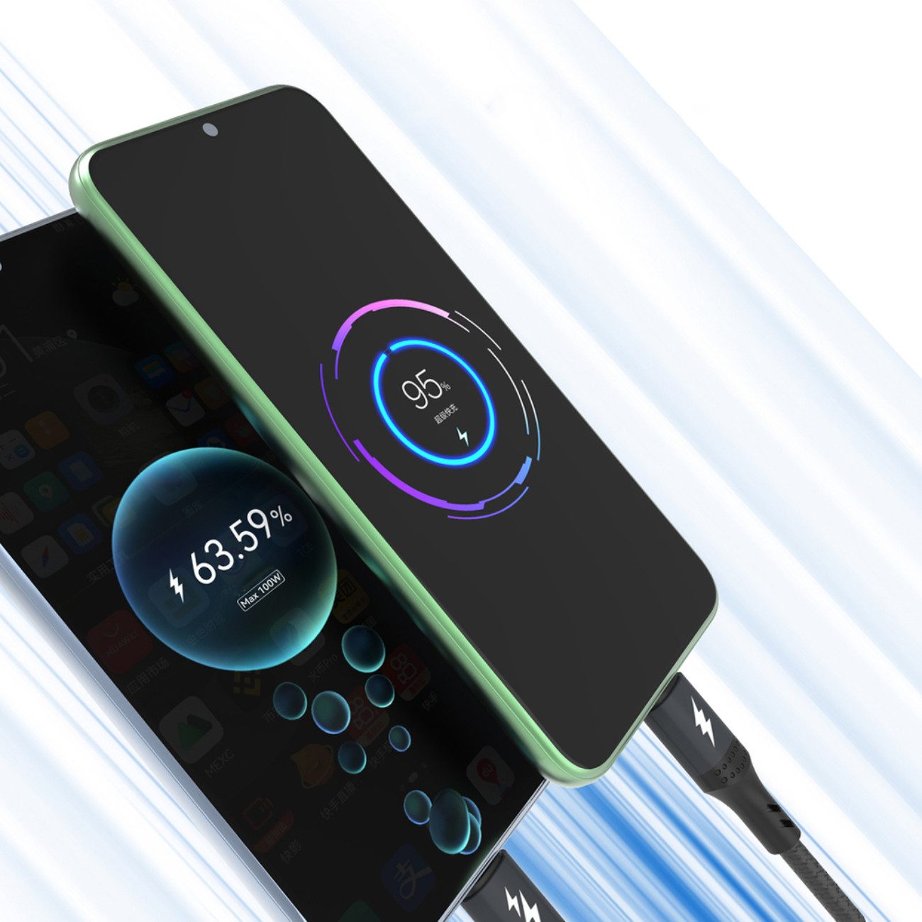 Dudao L3E USB-Kabel, MicroUSB, USB-C, kompatibel mit iPhone (120 cm), 3-in-1 Kabel mit USB-C, MicroUSB & kompatibel mit iPhone 60W