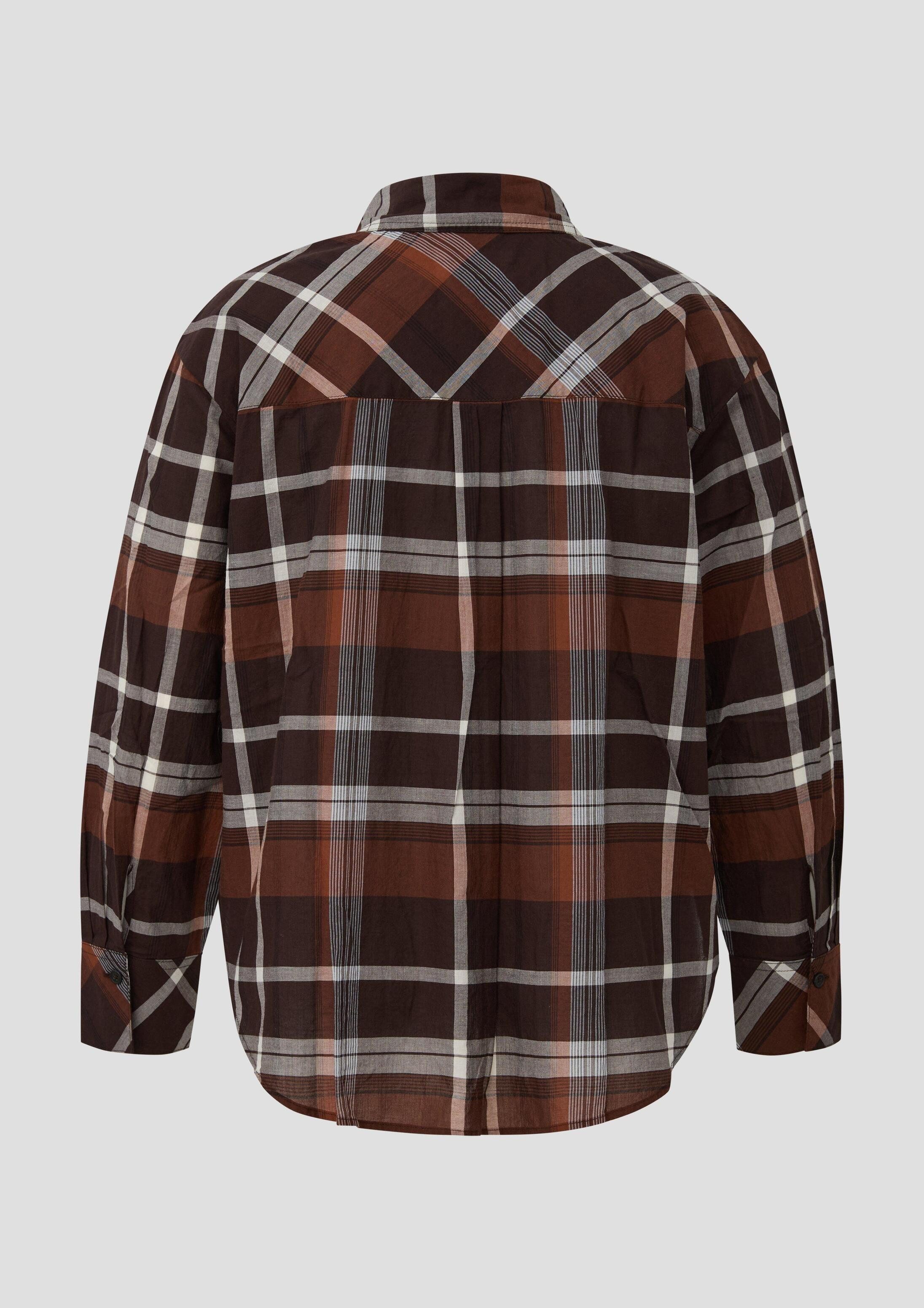 s.Oliver Langarmbluse Bluse Karierte Baumwollbluse
