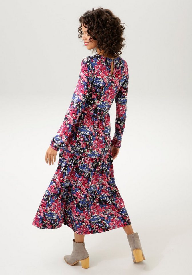 Aniston CASUAL Jerseykleid mit abstraktem Blumendruck - jedes Teil ein  Unikat - NEUE KOLLEKTION