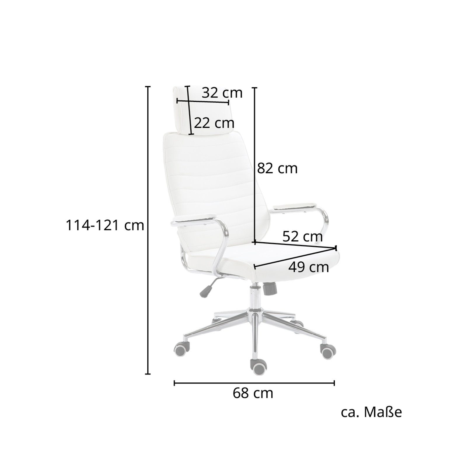 Bürostuhl | pflegeleichtem (1 St), SVITA Weiß Kunstleder, höhenverstellbar aus Weiß Drehstuhl,