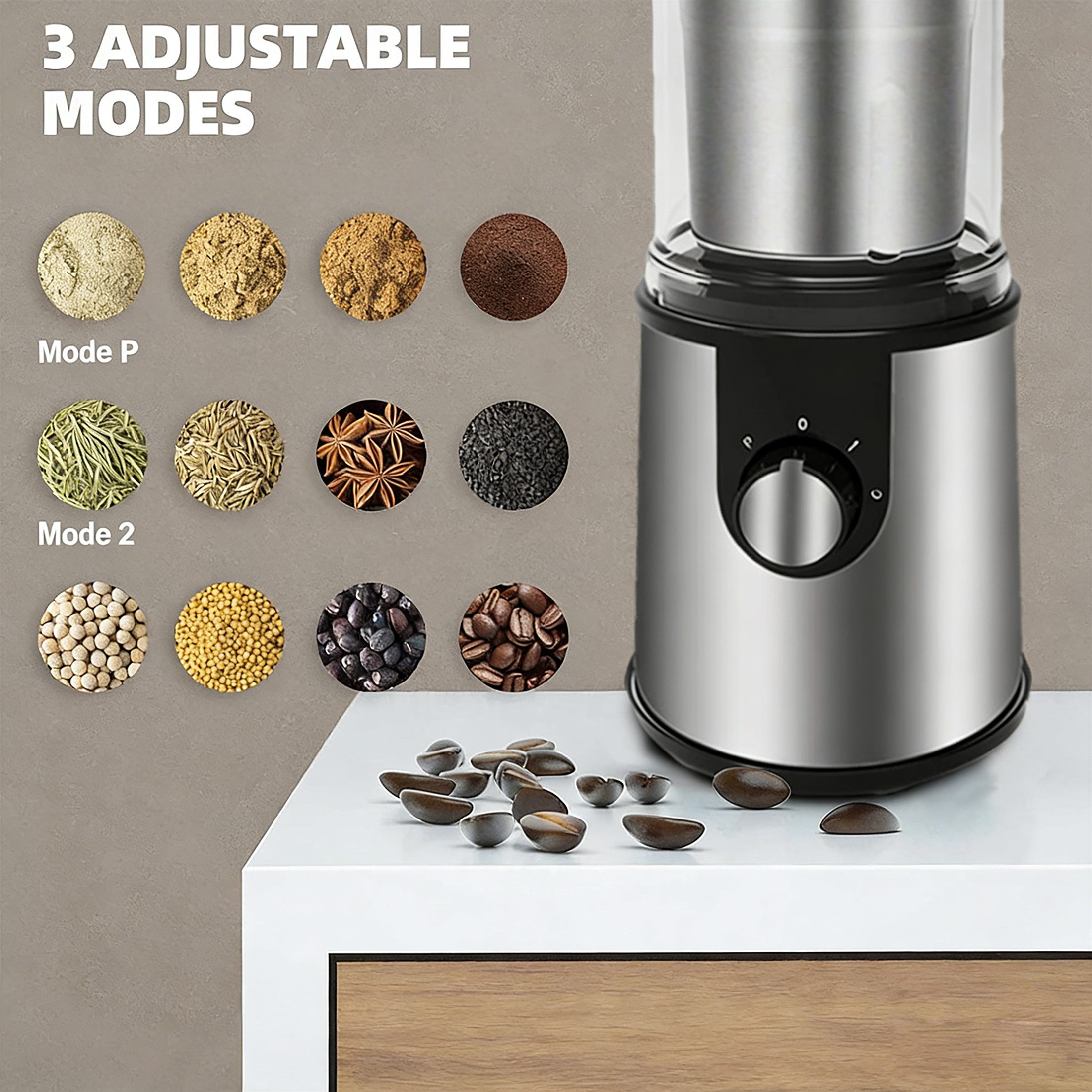 Luckice Kaffeemühle Elektrische Kaffeemühle,Edelstahl Klinge, Kaffeebohnenmühle, 360 W, 80 g Bohnenbehälter, für Kaffeebohnen, Kräuter, Nüsse, Körner