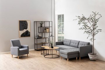 ACTONA GROUP Couchtisch, mit Tischplatte in Naturoptik und schmalem Metallfuß, rund, T: 80 cm