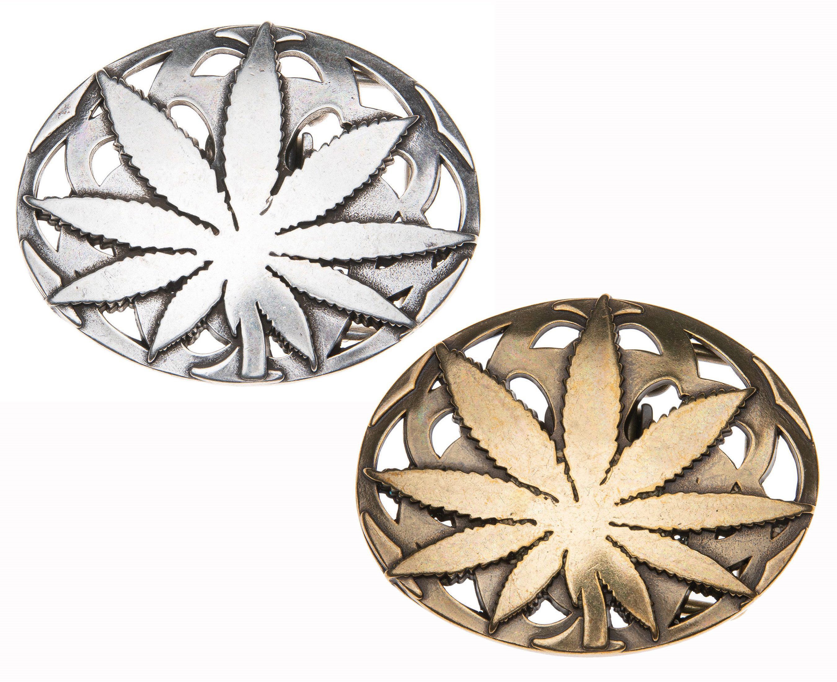 Cassandra Accessoires Gürtelschnalle Wechselschnalle Gürtelschließe Buckle "Hanfblatt" (2er-Set) im außergewöhnlichen Design - 40mm
