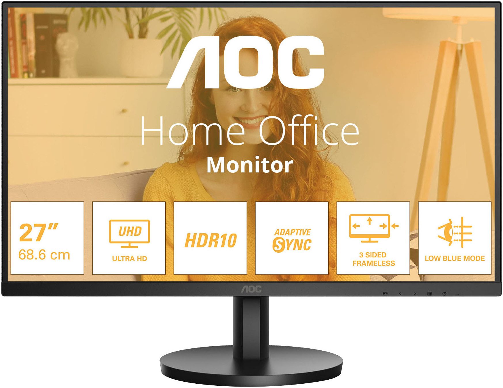 AOC U27B3M LED-Monitor (69 cm/27 ", 3840 x 2160 px, 4K Ultra HD, 4 ms Reaktionszeit, 60 Hz, VA LCD)