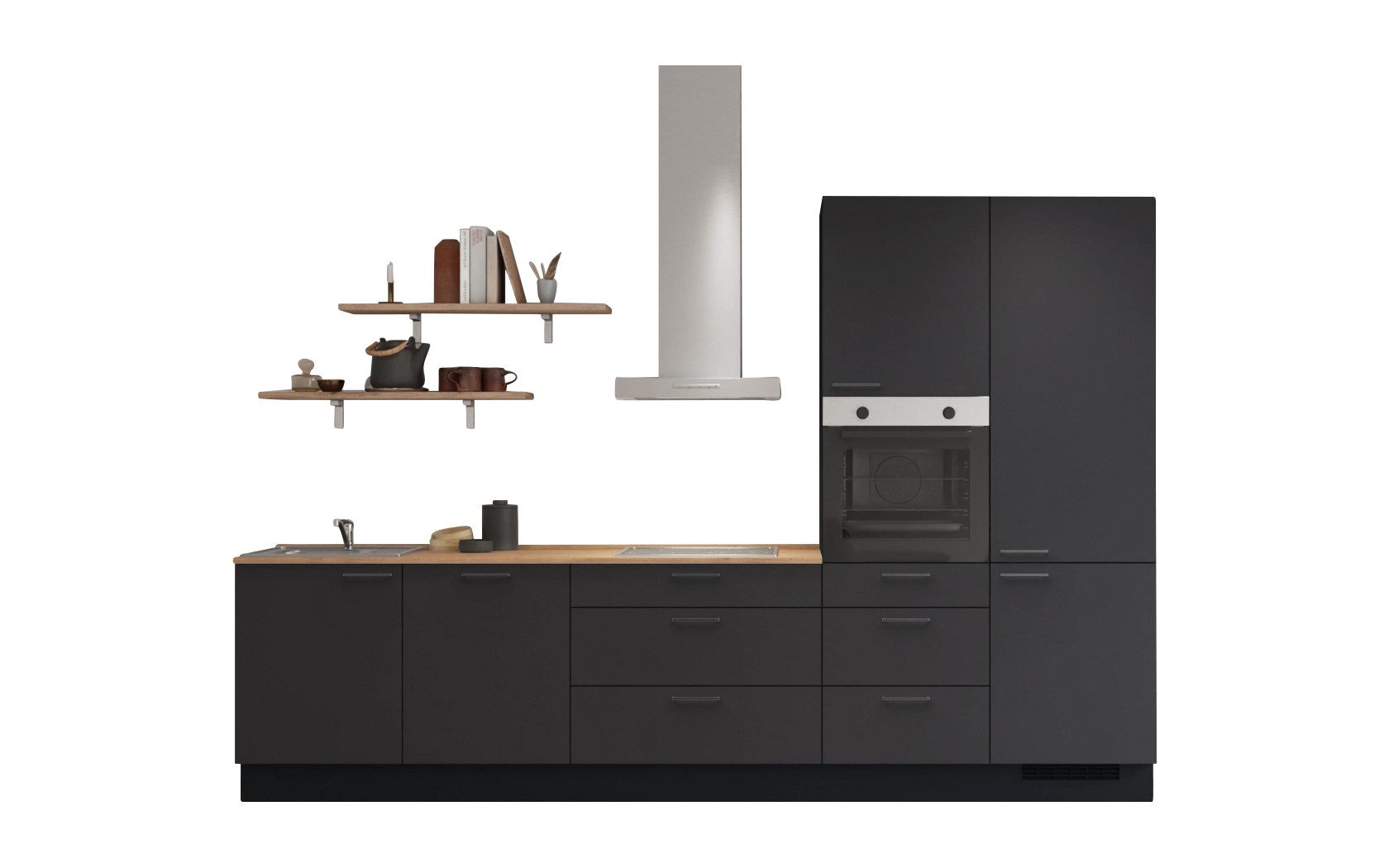 nobilia® Küchenzeile Gustav, individuell anpassbar, gratis Küchenplanung mit Profis, (Breite 330 cm), vormontiert, wahlw. mit E-Geräten, inkl. Lieferung