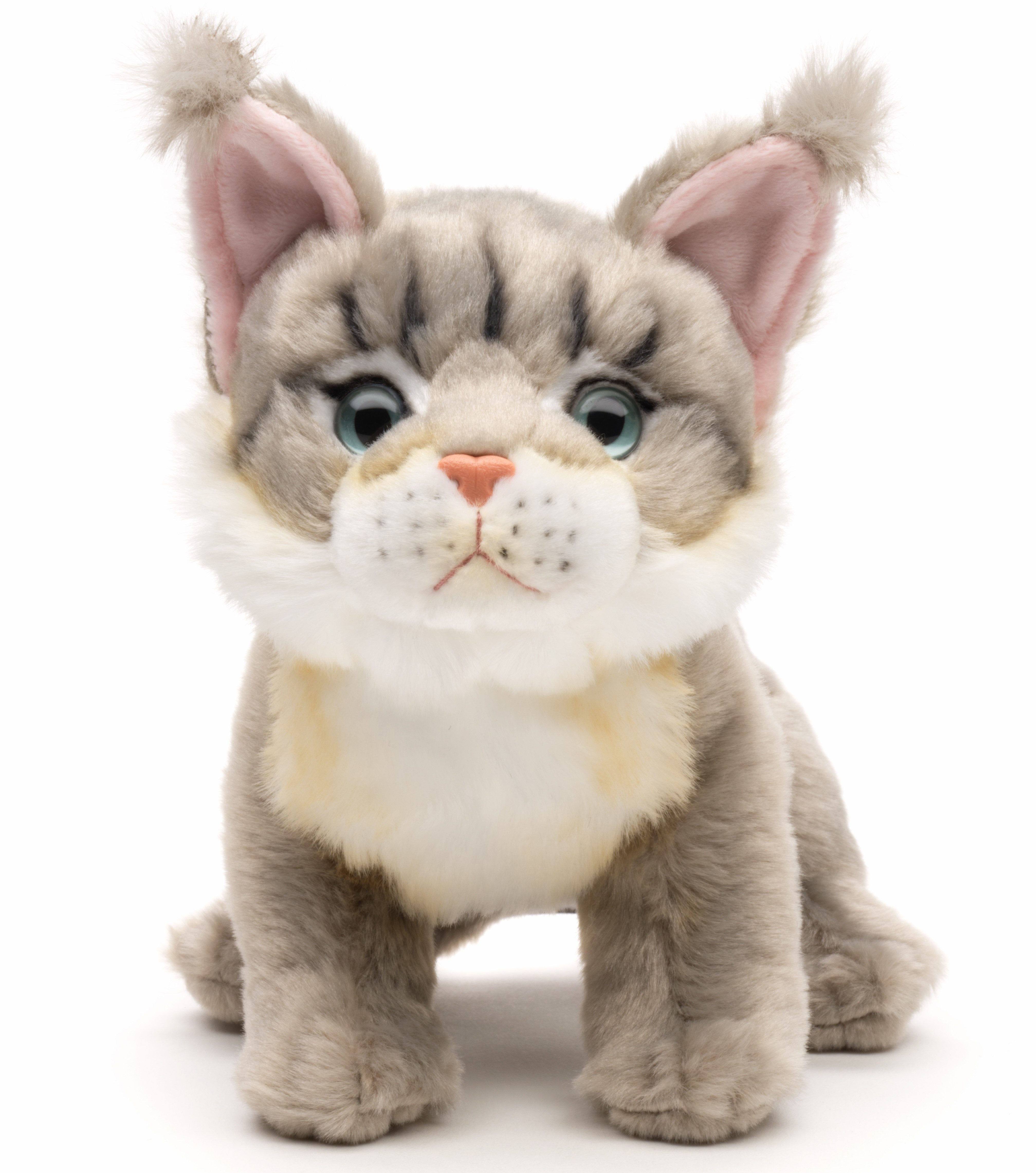 Uni-Toys Kuscheltier Maine-Coon-Katze, sitzend - braun od. grau - 18 cm (Höhe) - Plüschtier, zu 100 % recyceltes Füllmaterial