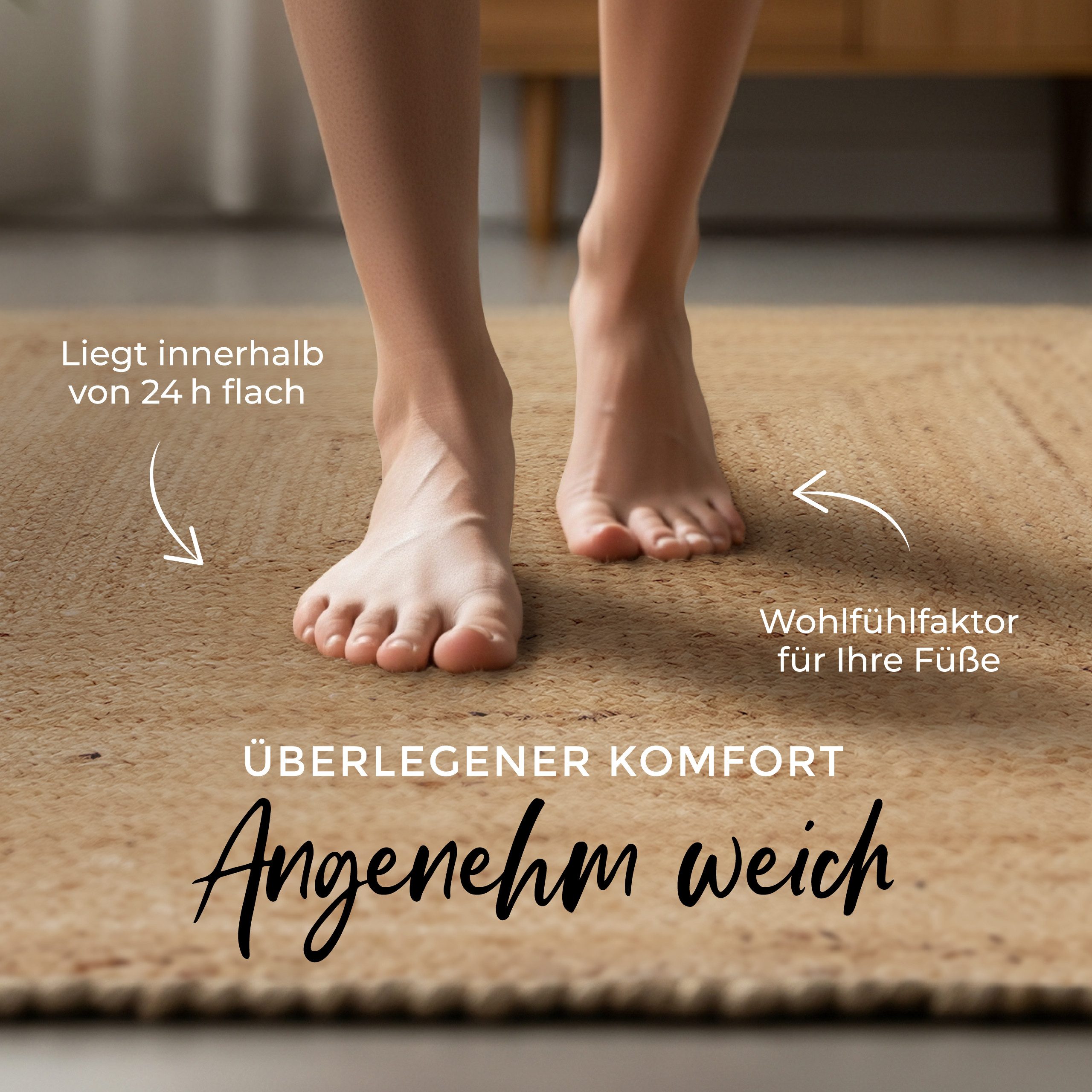 carpetfine Teppich Nele Juteteppich Naturfaser, rechteckig, Höhe: 6 mm, geflochtener Wendeteppich aus 100% Jute, quadratisch und als Läufer – Bild 4 von 5