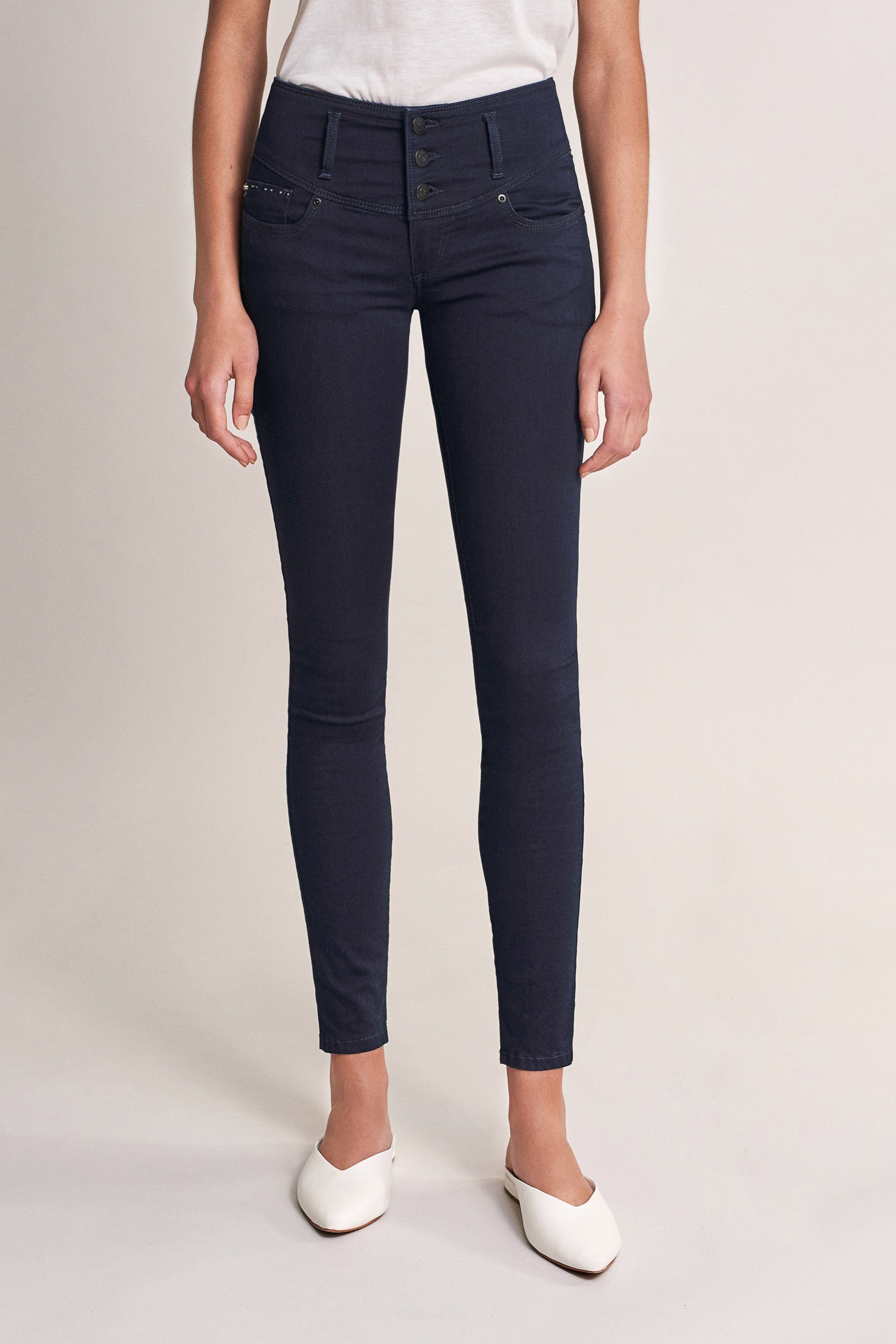 Salsa Stretch-Jeans touch SALSA 124254 MYSTERY dark blue UP coating SKINNY soft PUSH JEANS