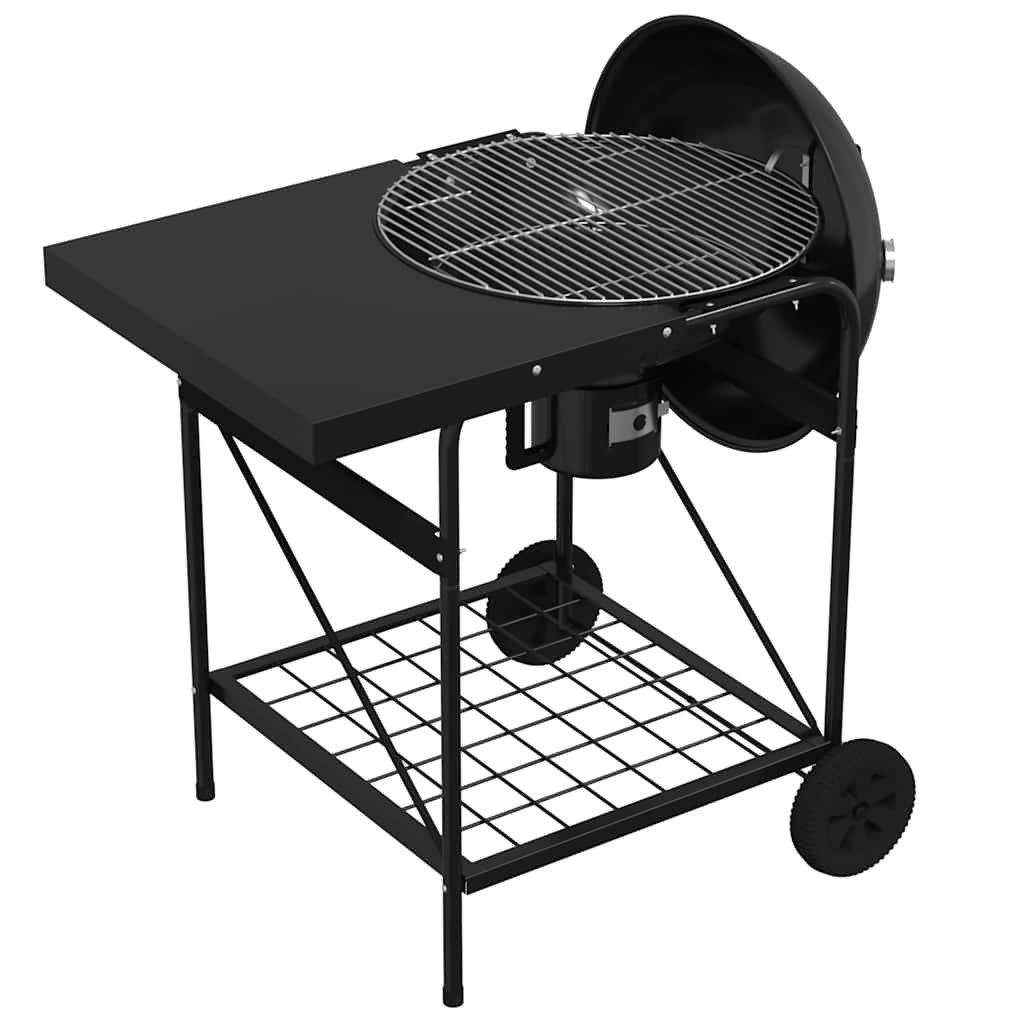 vidaXL Grillkamin Outdoor Grill Mit Rad Schwarz 91 x 71 x 107 cm Metall