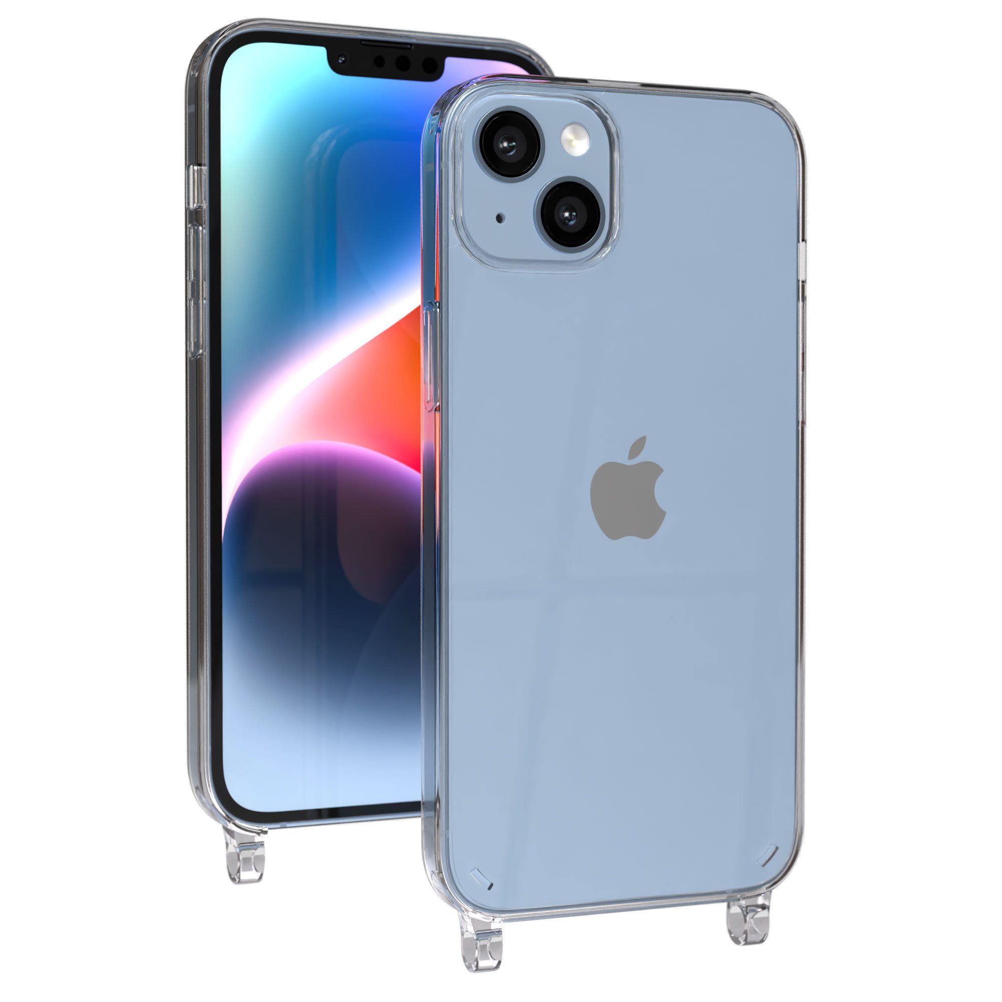 EAZY CASE Handykette Handyhülle für Handyketten mit Befestigungsösen 6,7 Zoll, Silikonhülle mit Ösen für Band, Transparentes Cover