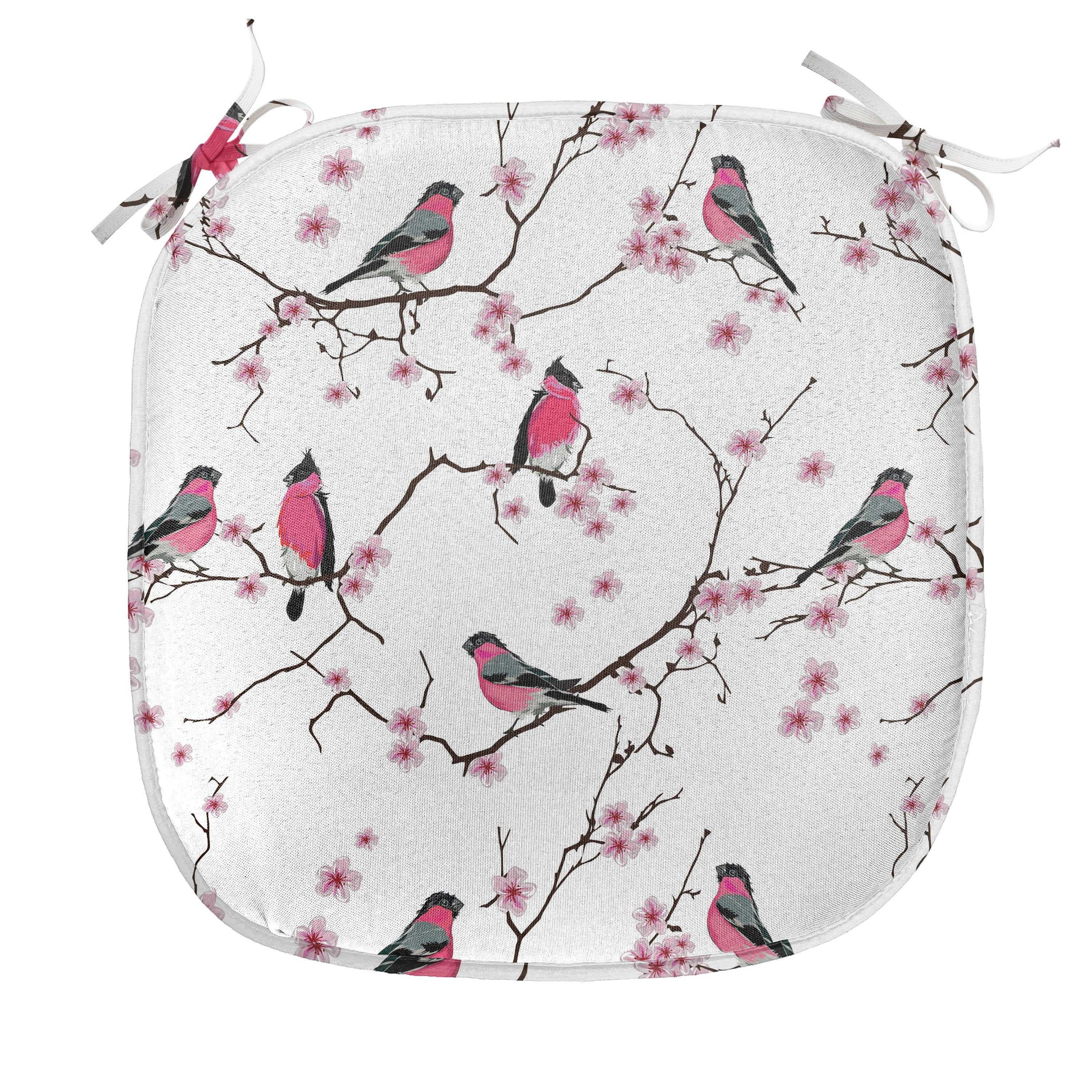 Sakura asiatisch Abakuhaus Dompfaff Stuhlkissen Riemen Kissen für wasserfestes Dekoratives Vögel mit Küchensitze,