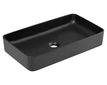 einfachgutemoebel Waschtisch-Set Bad Waschplatz WHITSKAND 90cm, Aufsatzbecken black, weiß-graueiche