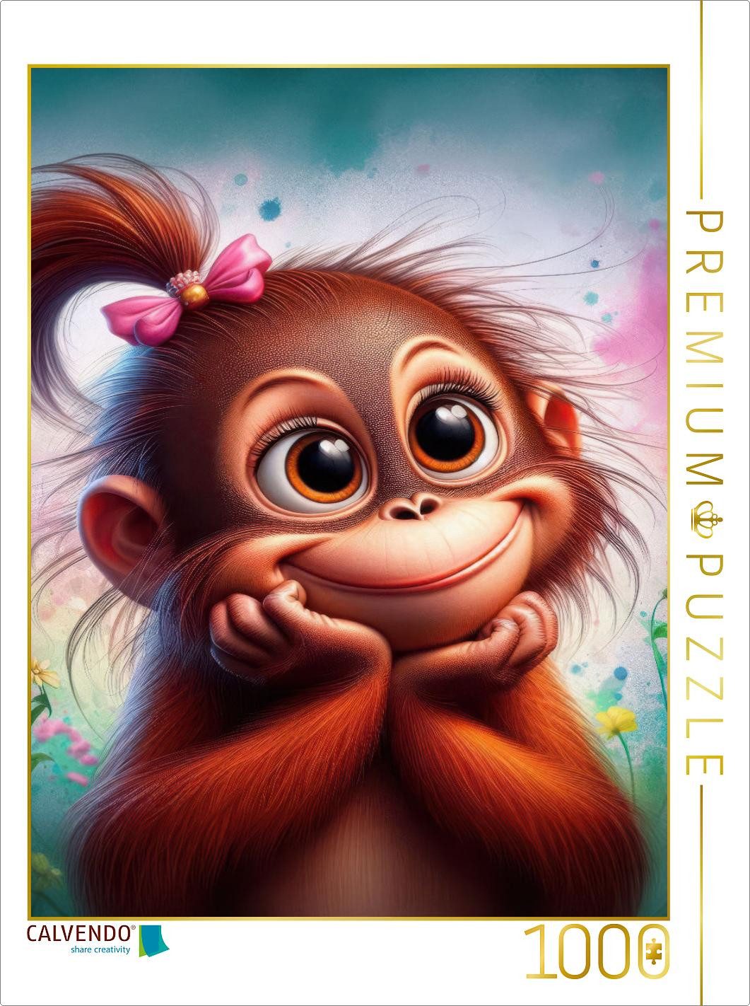CALVENDO Puzzle CALVENDO Puzzle Ein kleiner orangeroter Orang Utan schaut verträumt, 1000 Puzzleteile