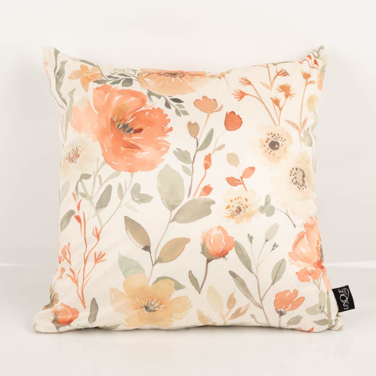 SCHÖNER LEBEN. Dekokissen Samtkissenhülle Blumen vanille orange 45x45 cm