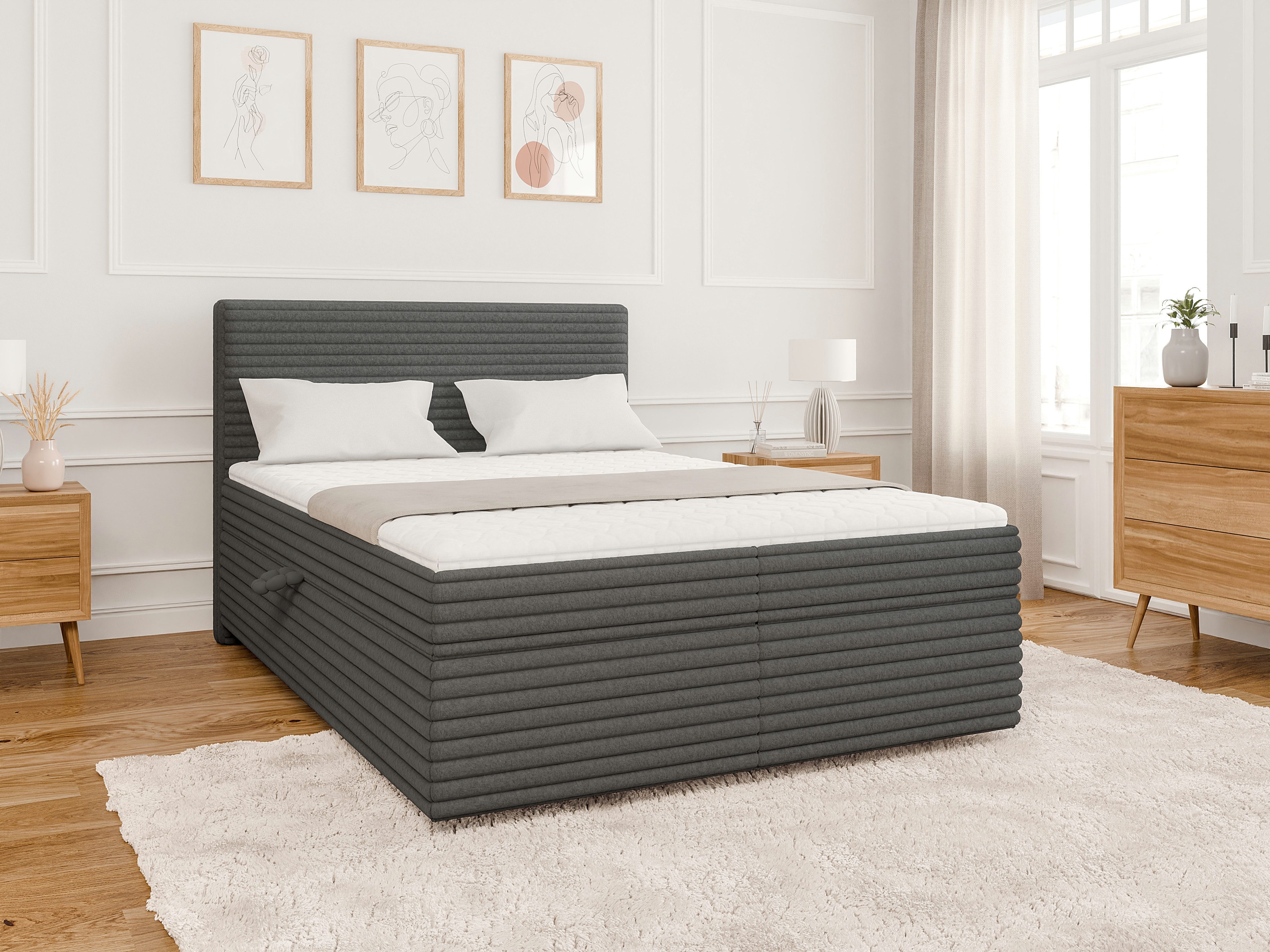 S-Style Möbel Boxspringbett Jasper mit Topper günstig online kaufen