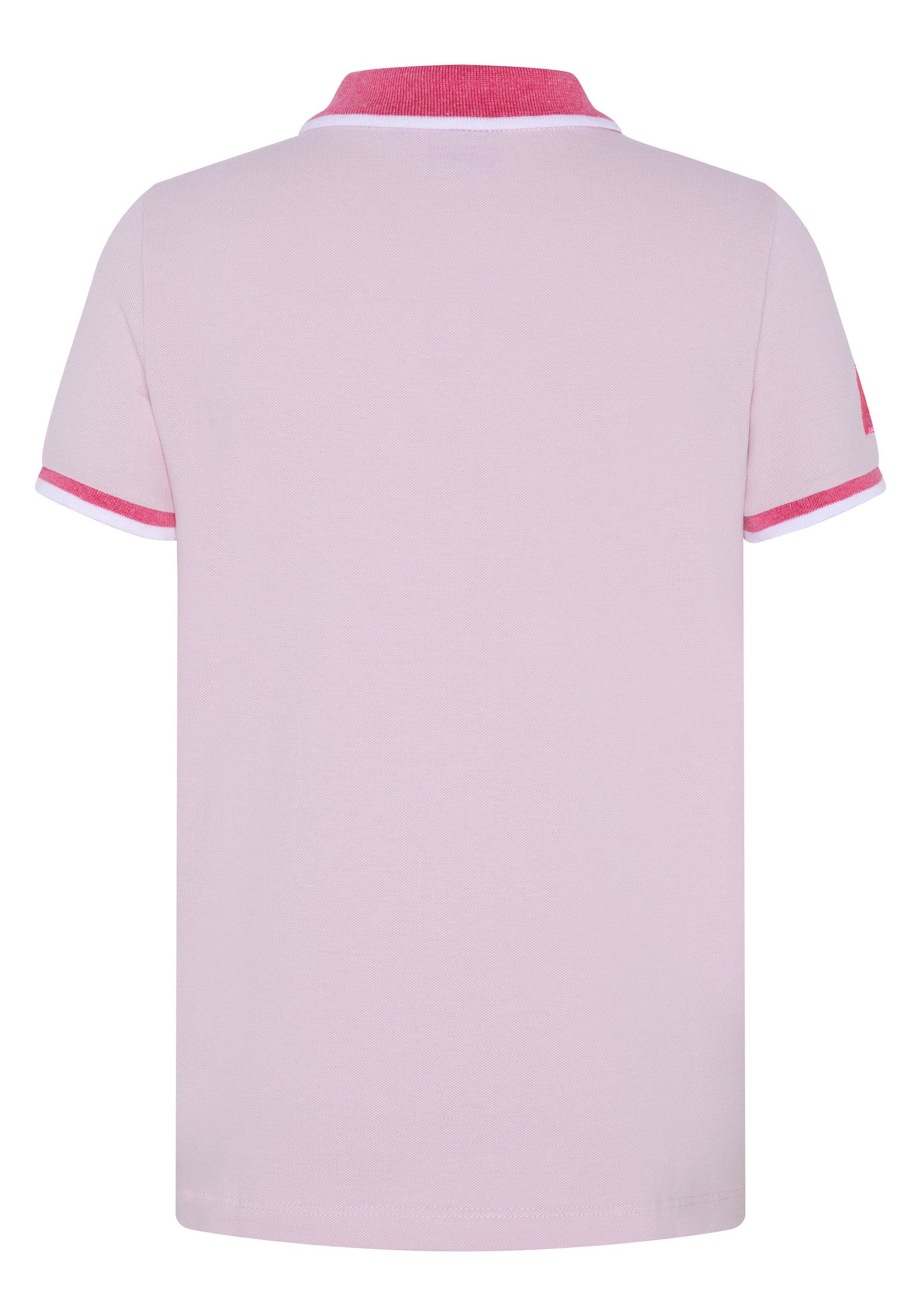Kragen Sylt mit Polo Lady farblich abgesetztem Pink Poloshirt 13-2806