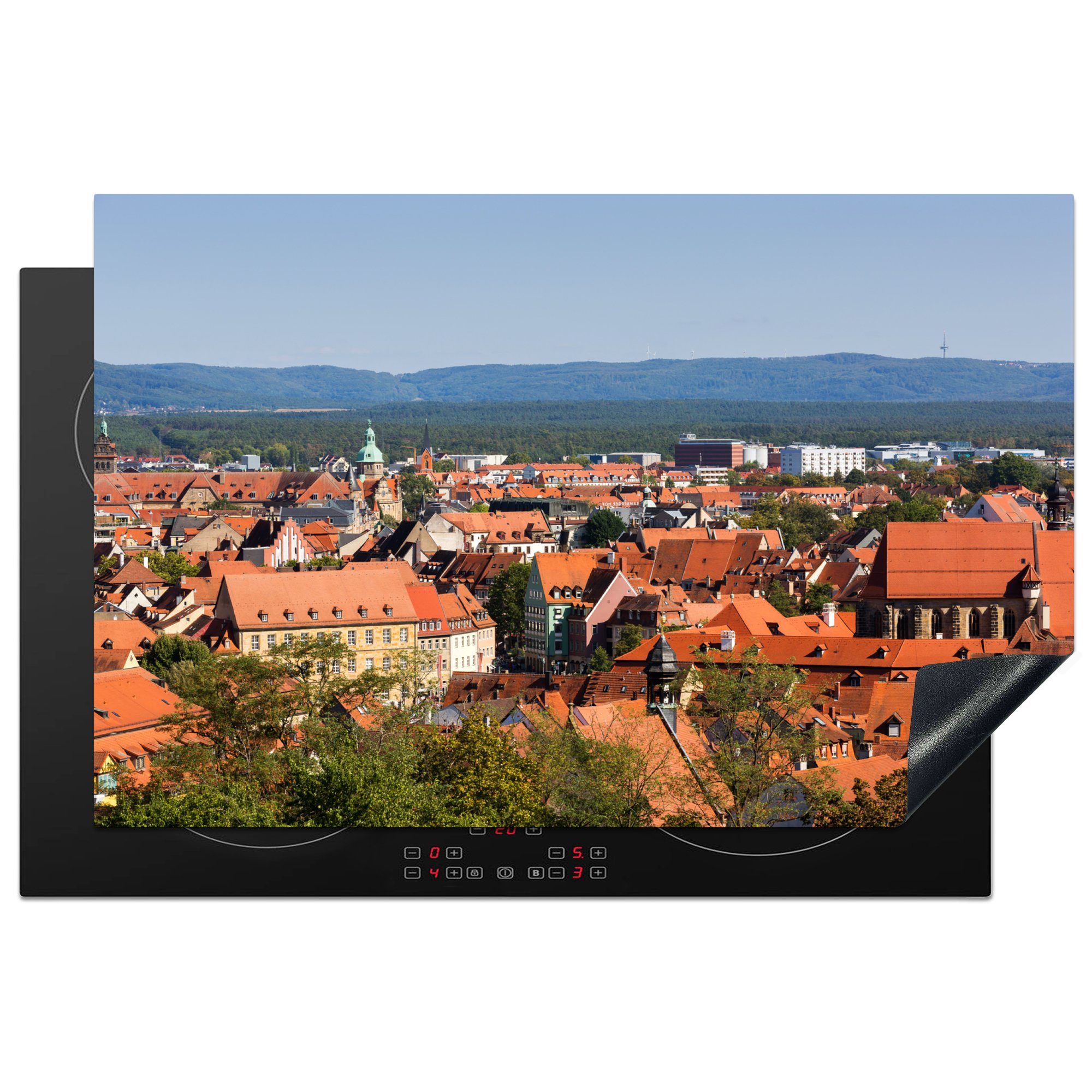 MuchoWow Herdblende-/Abdeckplatte Blick auf das historische Zentrum von Bamberg, Vinyl, (1 tlg), 81x52 cm, Induktionskochfeld Schutz für die küche, Ceranfeldabdeckung