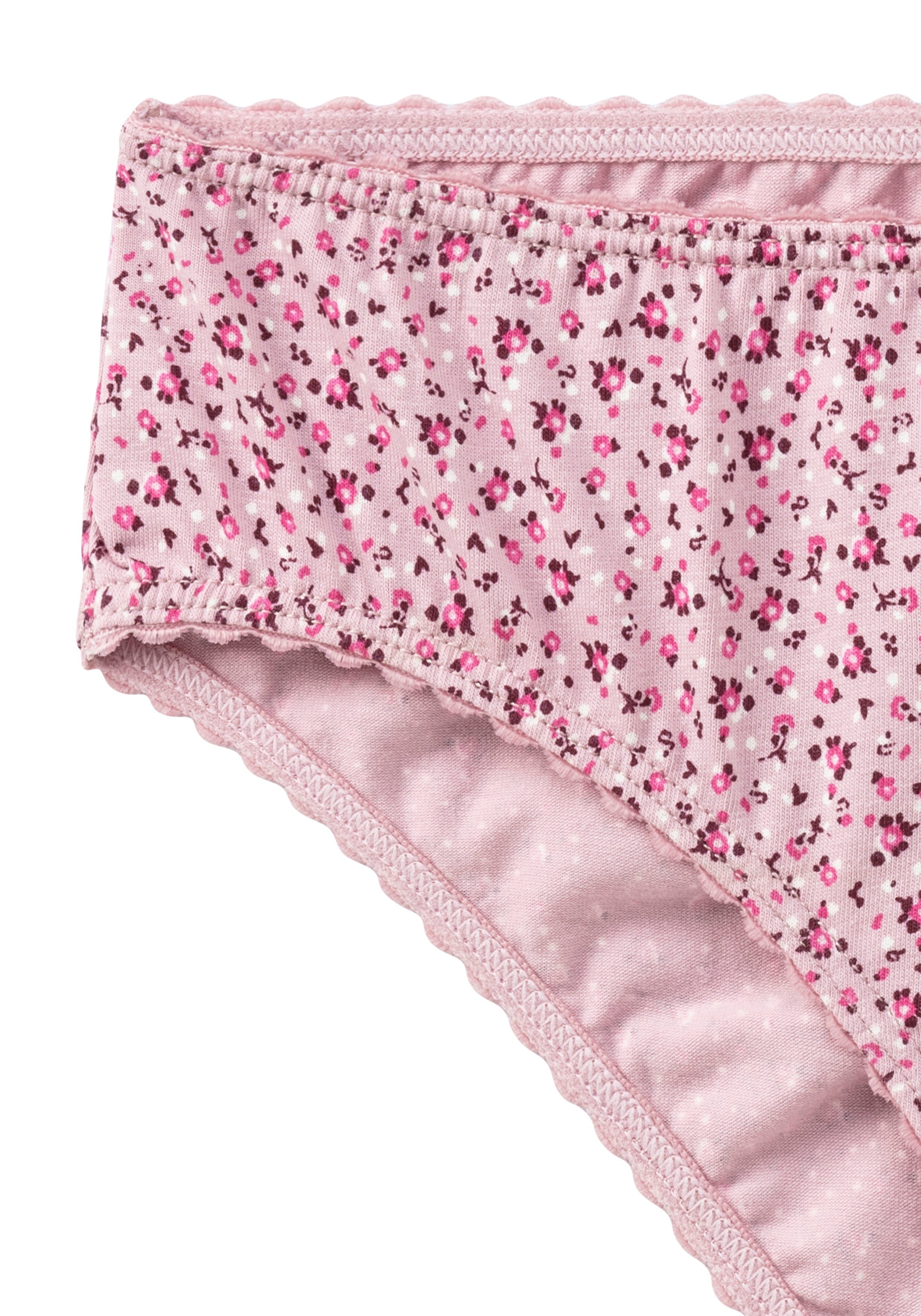 Vivance Slip (Packung, 4-St) + weiß-uni rosa-uni, einer Packung in rosa-geblümt, Millefleur-Design Uni grau-geblümt