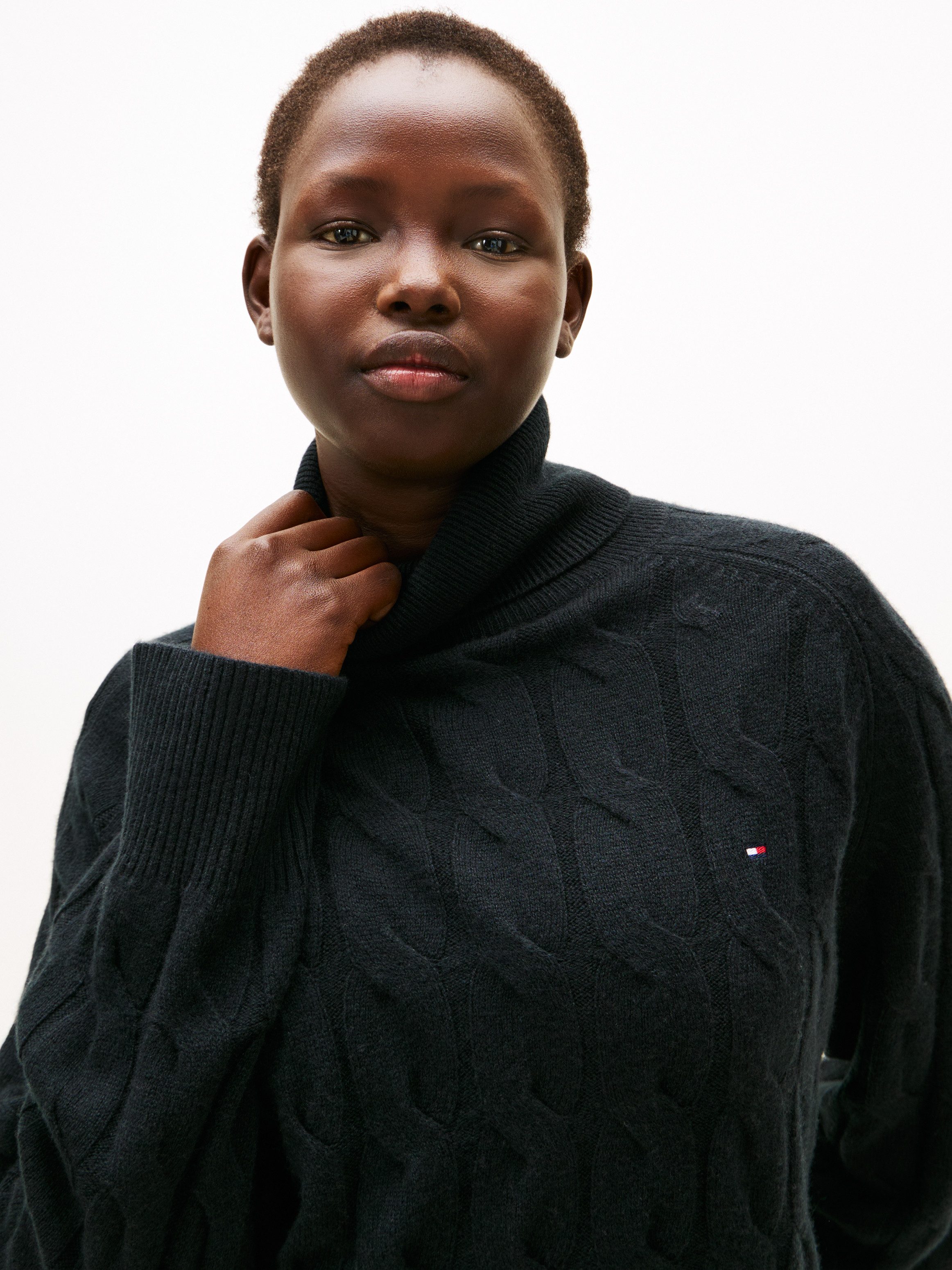 Tommy Hilfiger Curve Rollkragenpullover CRV SOFT WOOL CABLE ROLL-NK SWT in günstig online kaufen