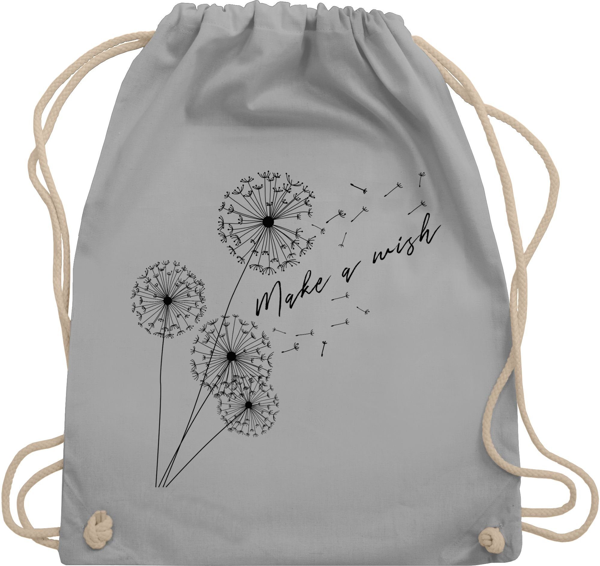 Turnbeutel Pusteblume Make a wish Schwarz