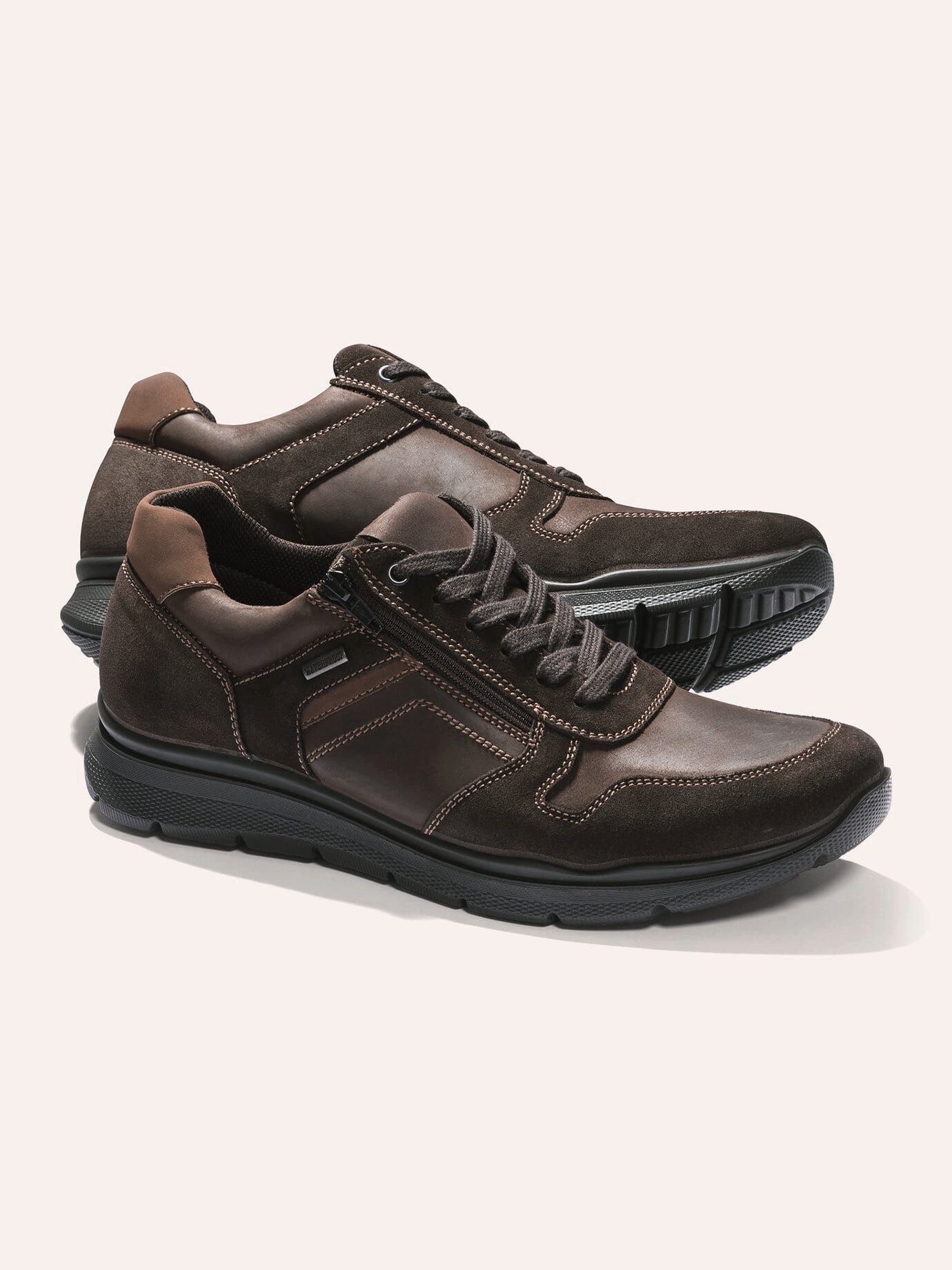 Walbusch Herren Aquastop Sneaker wasserdicht Rindleder mit Reißverschluss Sneaker Schockabsorber, Wechselfußbett, rutschfeste PU-Sohle, bequeme Weite G