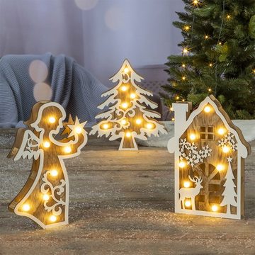 etc-shop LED Dekolicht, Weihnachtsdeko LED Figuren Holzdekoration