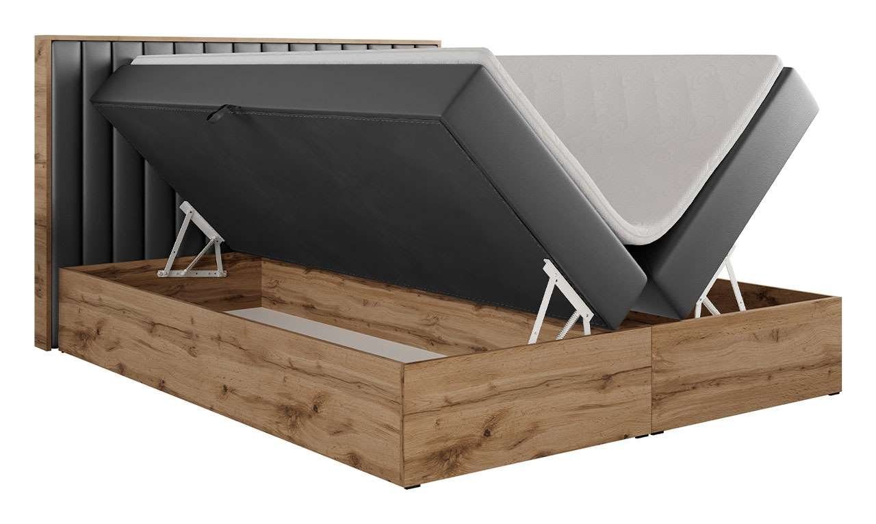 MKS MÖBEL Boxspringbett ALBERO Matratze 4, mit mit Holzrahmen, Eiche Kopfstütze, Doppelbett Bettkasten