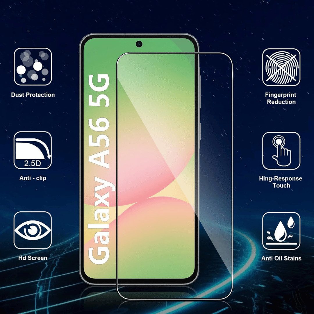 SmartUP Displayschutzglas 2X Schutzglas für Samsung Galaxy A56 5G Panzerfolie Display Full 9H für Samsung Galaxy A56 5G, kompletter Displayschutz